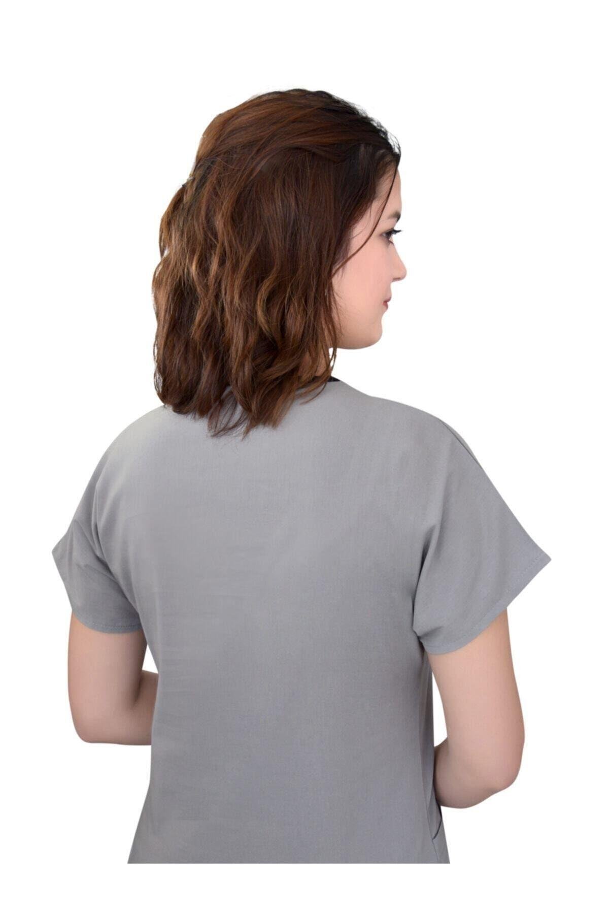 Unisex Gri Likralı Cerrahi Alt Üst Forma Takım-Nur Ortopedi