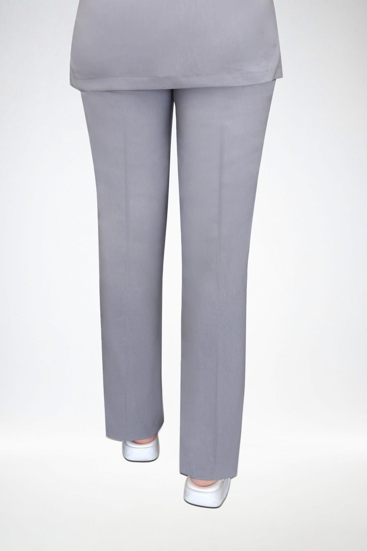 Unisex Gri Renk Soft Likralı Doktor Hemşire Aşçı Tek Alt Pantolon-Nur Medikal Giyim