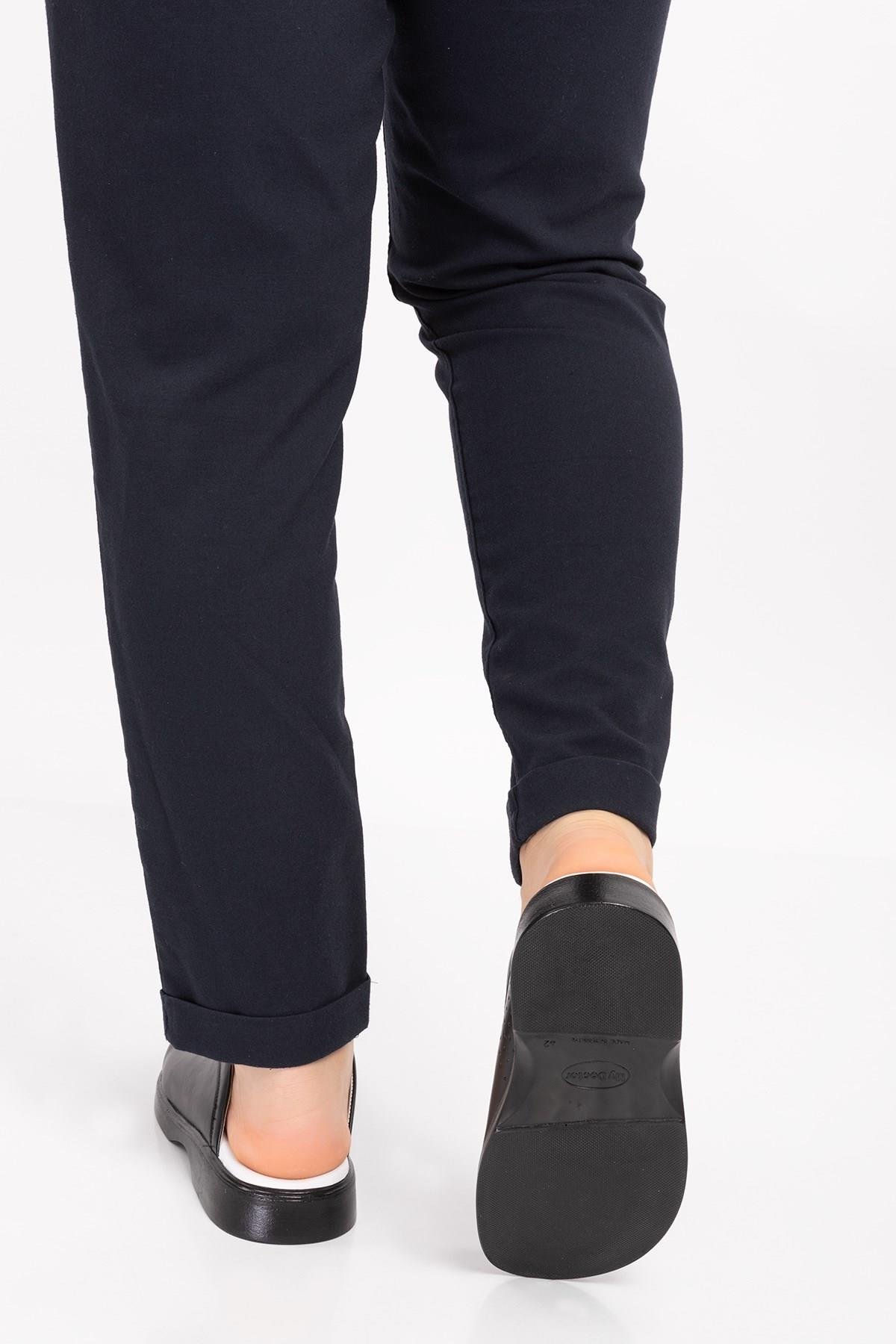 Unisex Kadın Erkek Siyah Deliksiz Klasik Sabo Ortopedik Doktor Hemşire Aşçı Mutfak Terliği-Nur Ortopedi