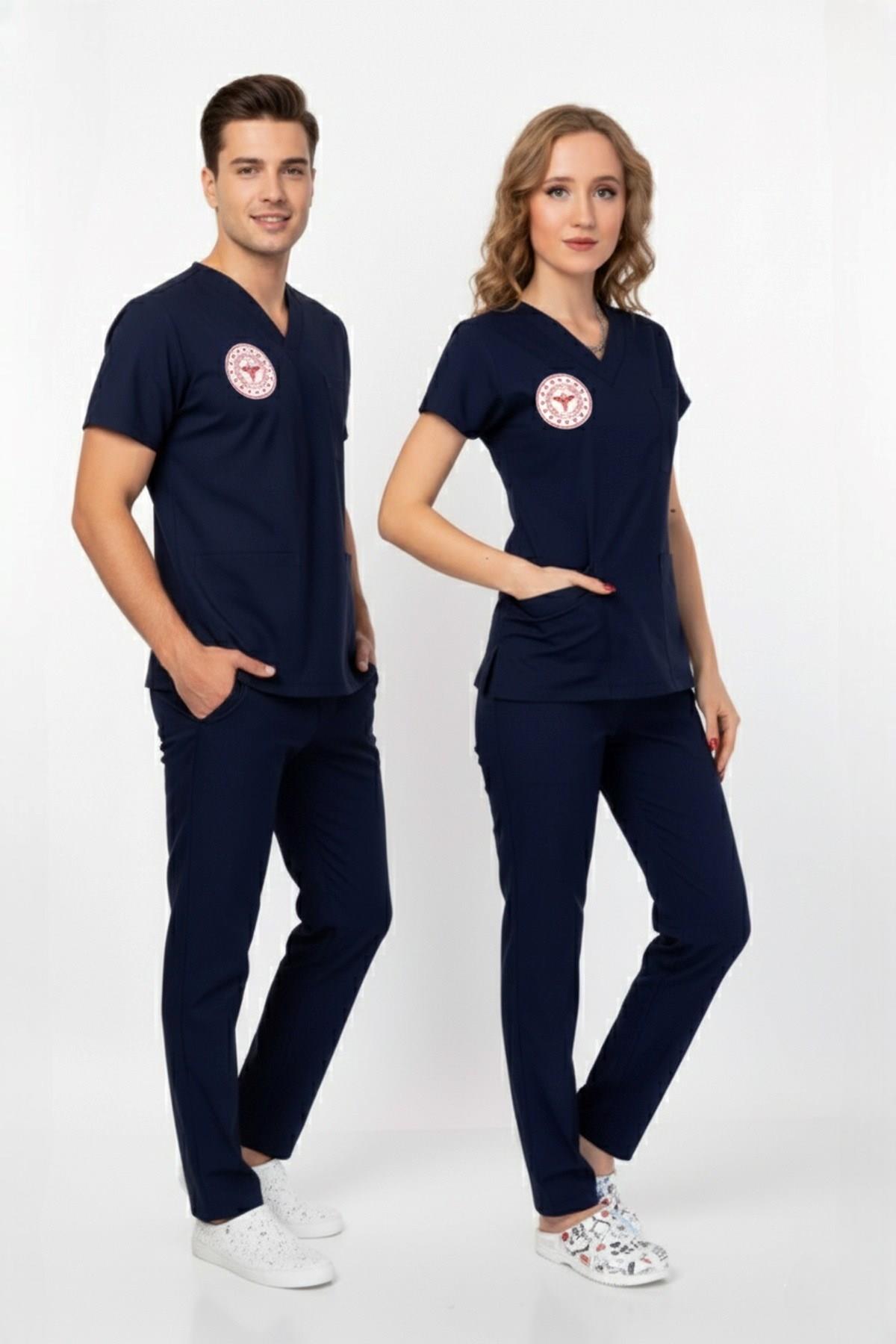 Unisex Lacivert Hemşire Scrubs Üniforma Takım Patriot Blue(Sağlık Bakanlığı Yeni Yönetmeliğe Uygun)-Nur Medikal Giyim