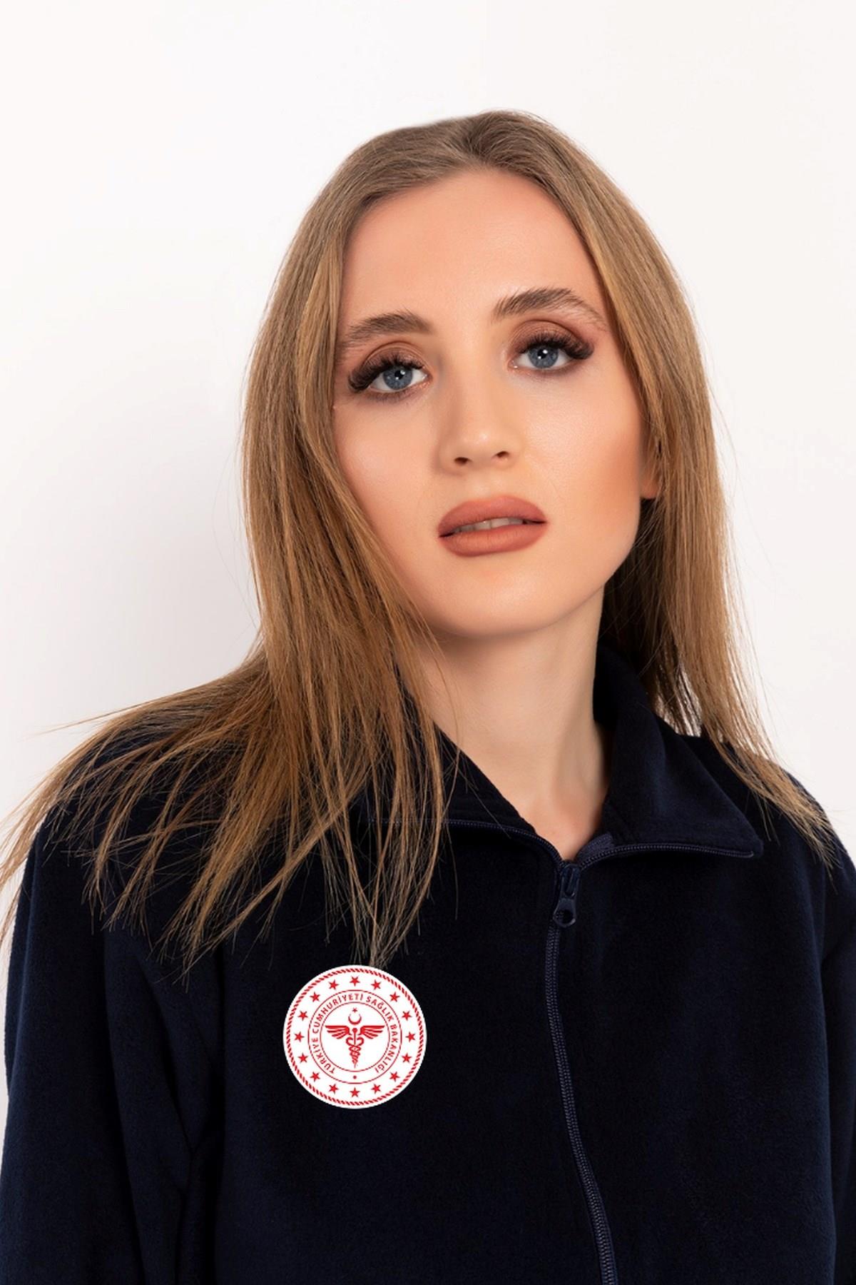 Unisex Lacivert Renk Sağlık Bakanlığı Logolu Fermuarlı Polar-Nur Medikal Giyim