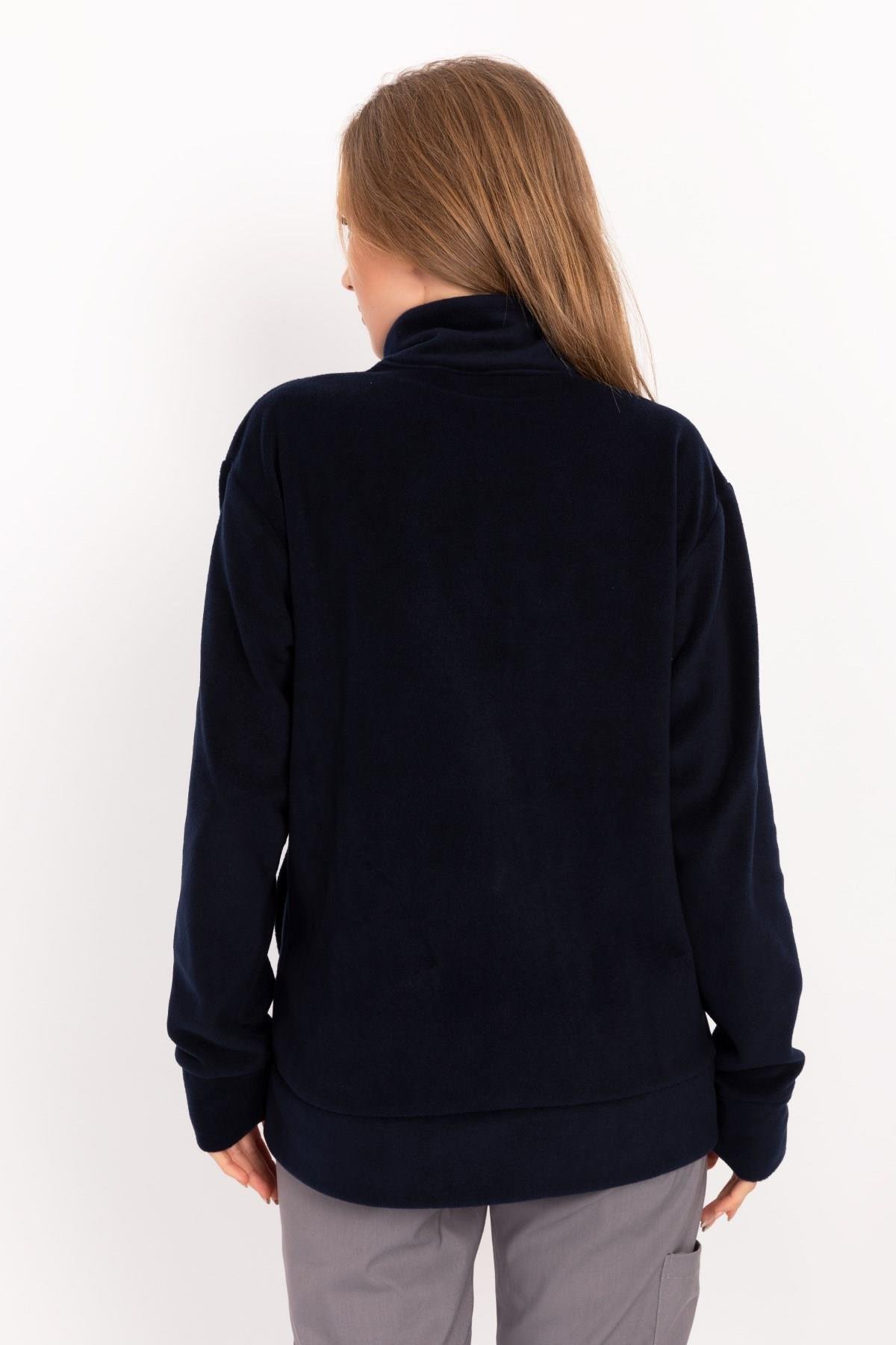 Unisex Lacivert Renk Sağlık Bakanlığı Logolu Fermuarlı Polar-Nur Medikal Giyim