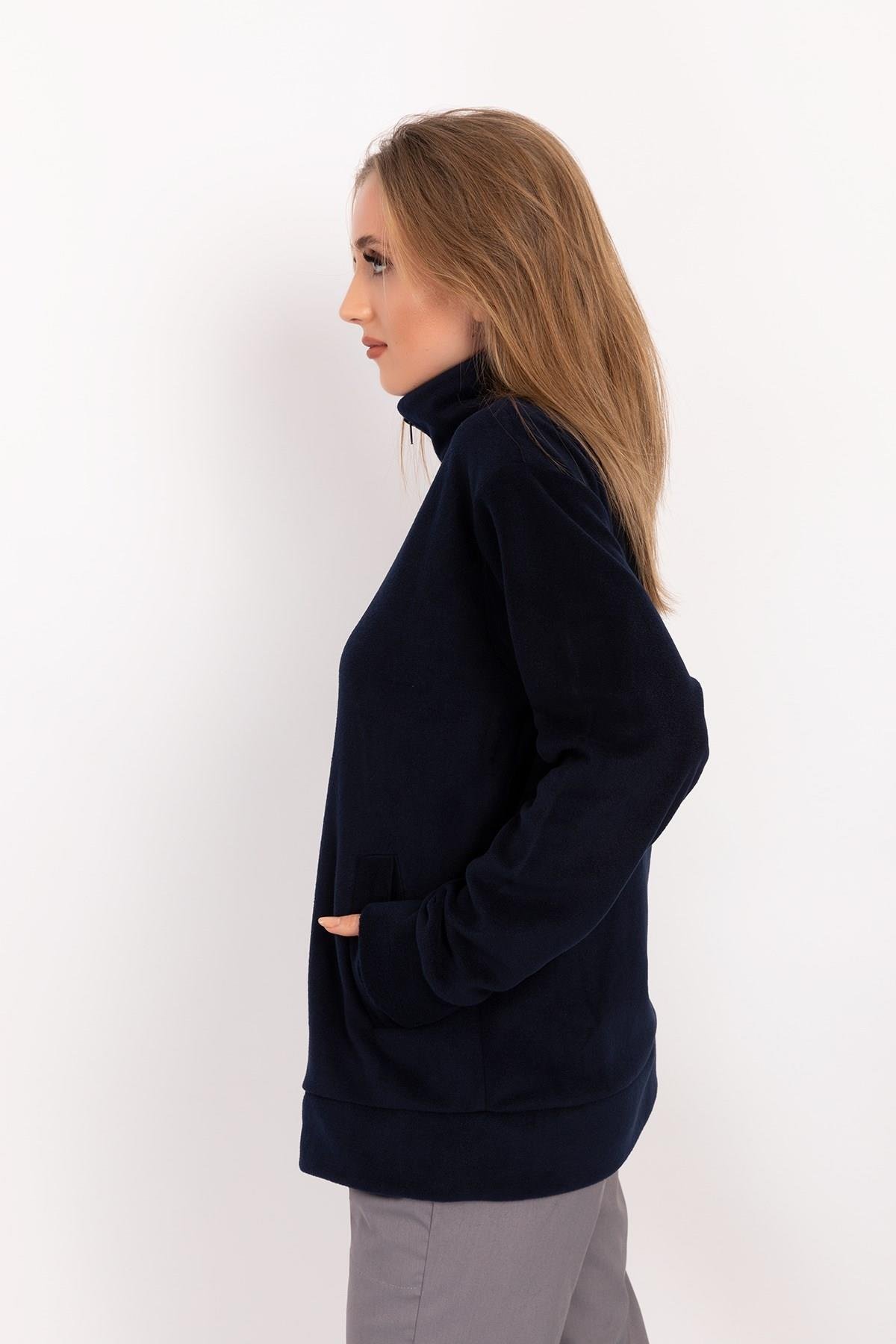 Unisex Lacivert Renk Sağlık Bakanlığı Logolu Fermuarlı Polar-Nur Medikal Giyim