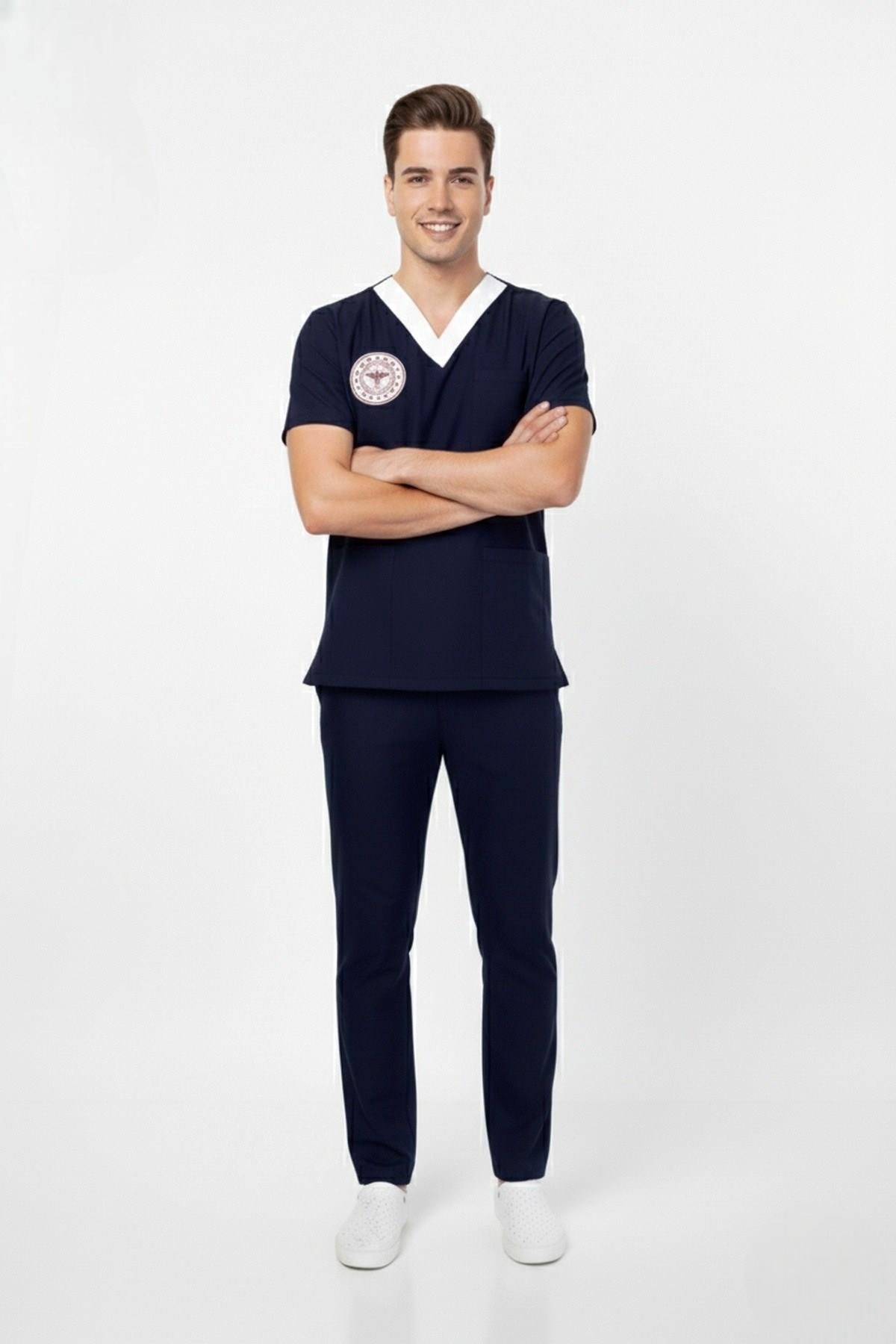 Unisex Lacivert Sorumlu Hemşire Scrubs Üniforma Takım Patriot Blue(Sağlık Bakanlığı Yeni Yön. Uygun)-Nur Medikal Giyim