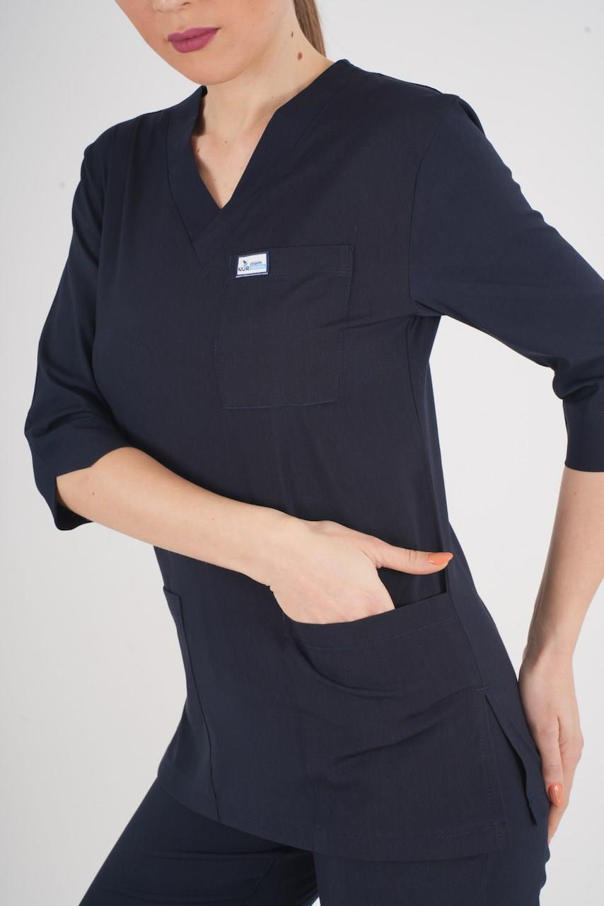 Unisex Lacivert Violet Model Scrubs Takım Doktor Hemşire Üniforması-Nur Medikal Giyim