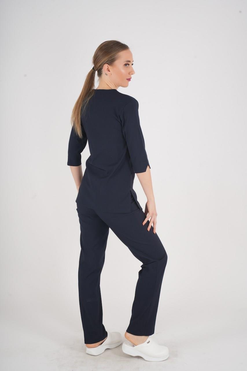 Unisex Lacivert Violet Model Scrubs Takım Doktor Hemşire Üniforması-Nur Medikal Giyim