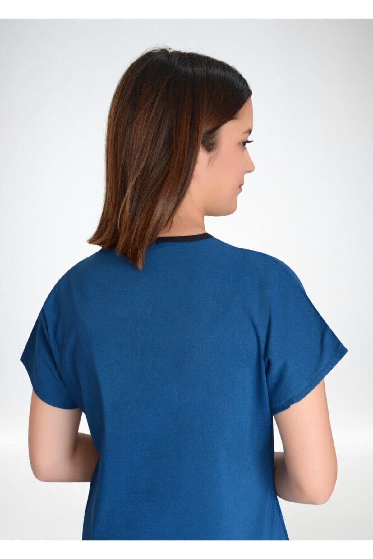 Unisex Petrol Mavi Likralı Cerrahi Alt Üst Forma Takım-Nur Medikal Giyim