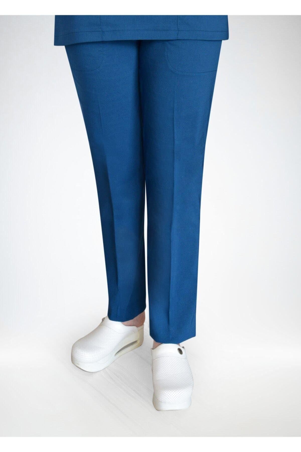 Unisex Petrol Mavi Likralı Cerrahi Alt Üst Forma Takım-Nur Medikal Giyim