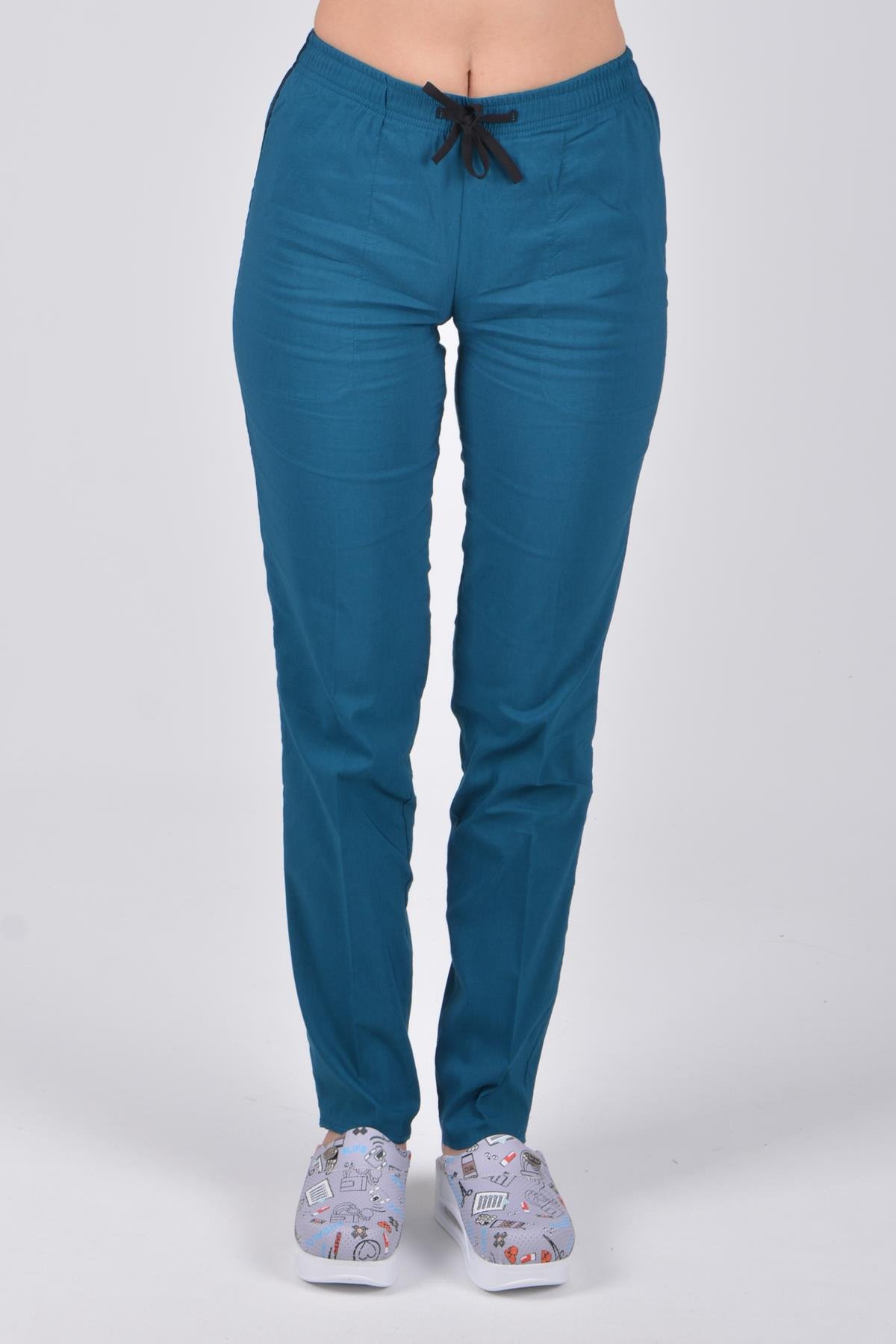 Unisex Petrol Mavisi Terikoton Hemşire Doktor Cerrahi Üniforma Takım Scrubs-Nur Medikal Giyim