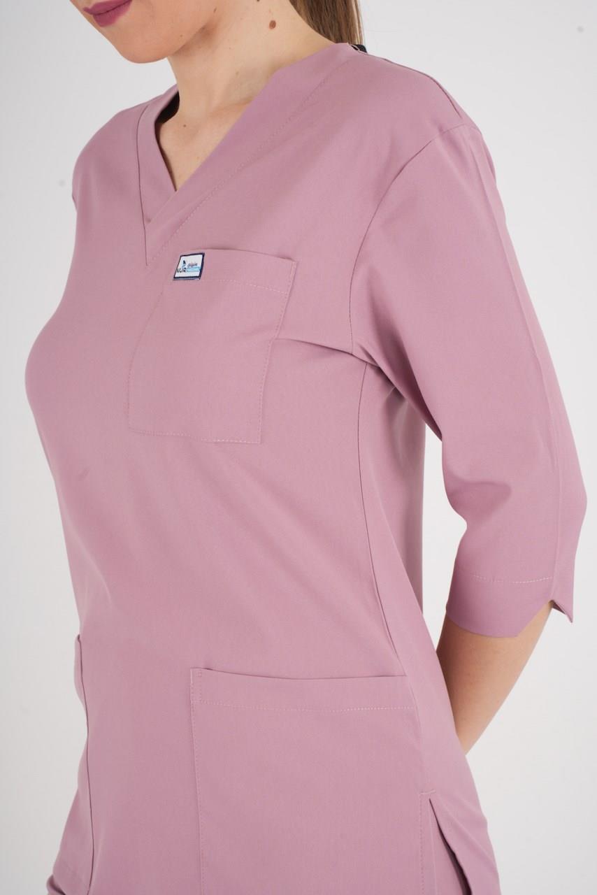 Unisex Pudra Violet Model Scrubs Takım Doktor Hemşire Üniforması-Nur Medikal Giyim