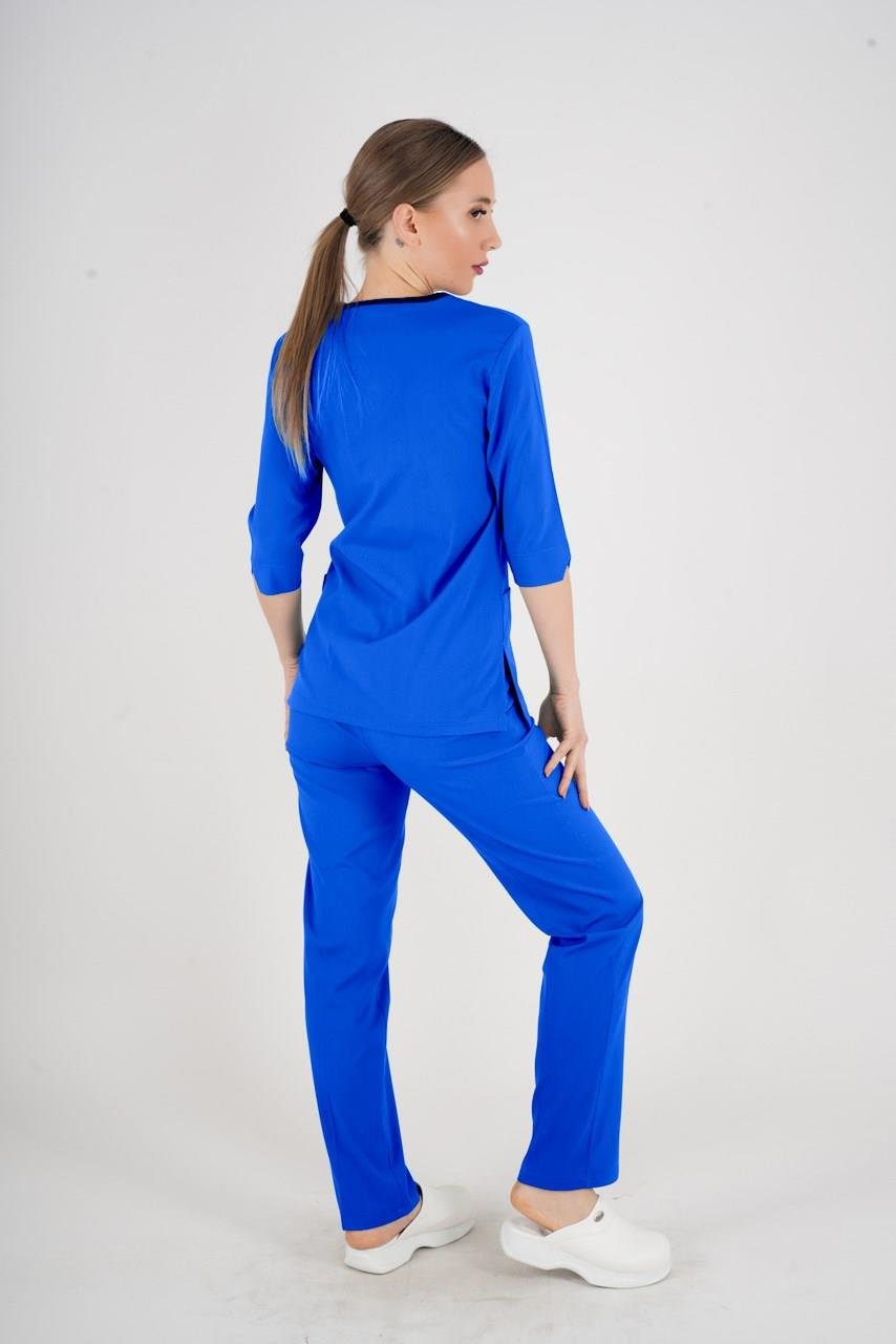 Unisex Saks Mavi Violet Model Scrubs Takım Doktor Hemşire Üniforması-Nur Medikal Giyim