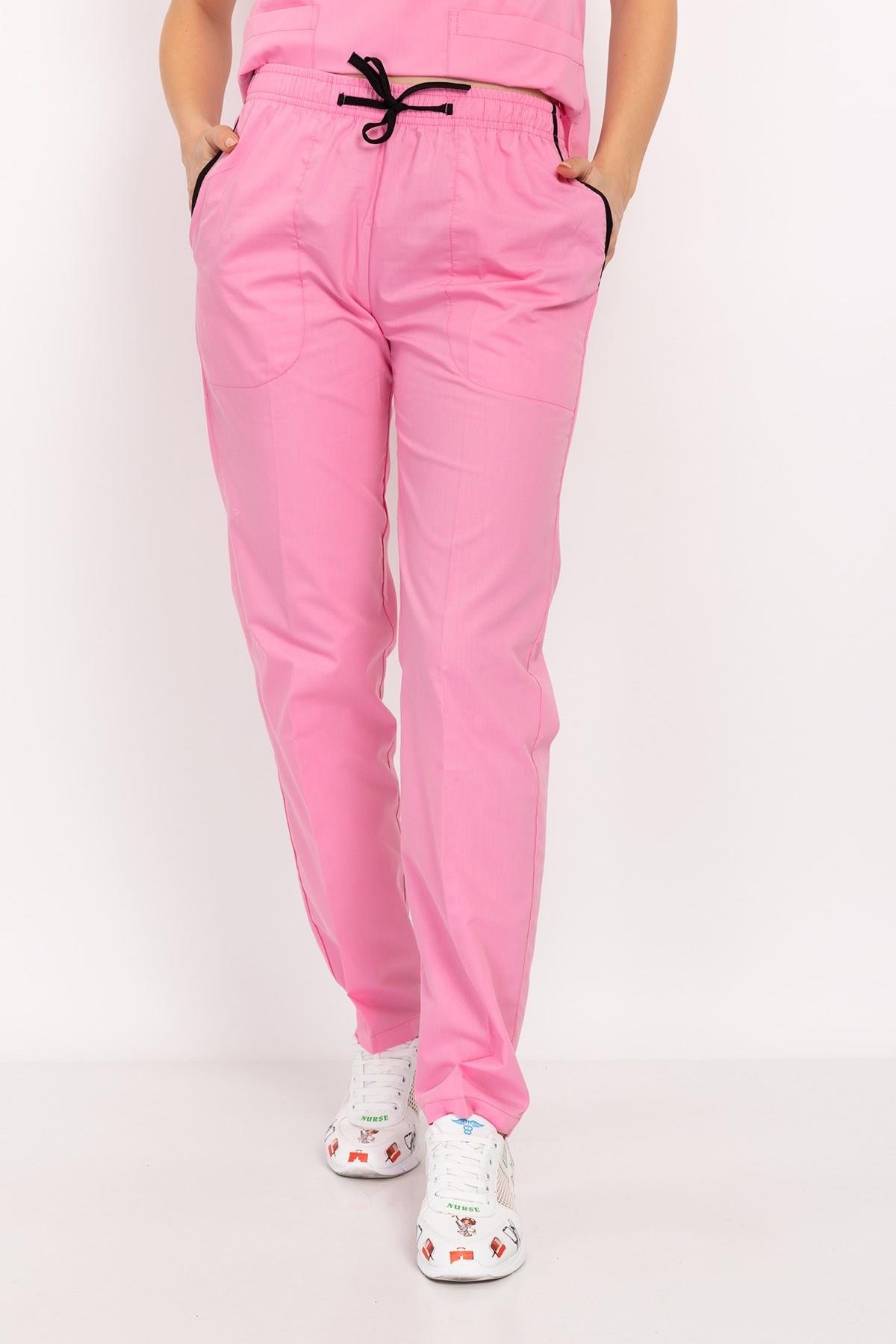 Unisex Şeker Pembe Terikoton Hemşire Doktor Cerrahi Nöbet Takımı Scrubs-Nur Medikal Giyim