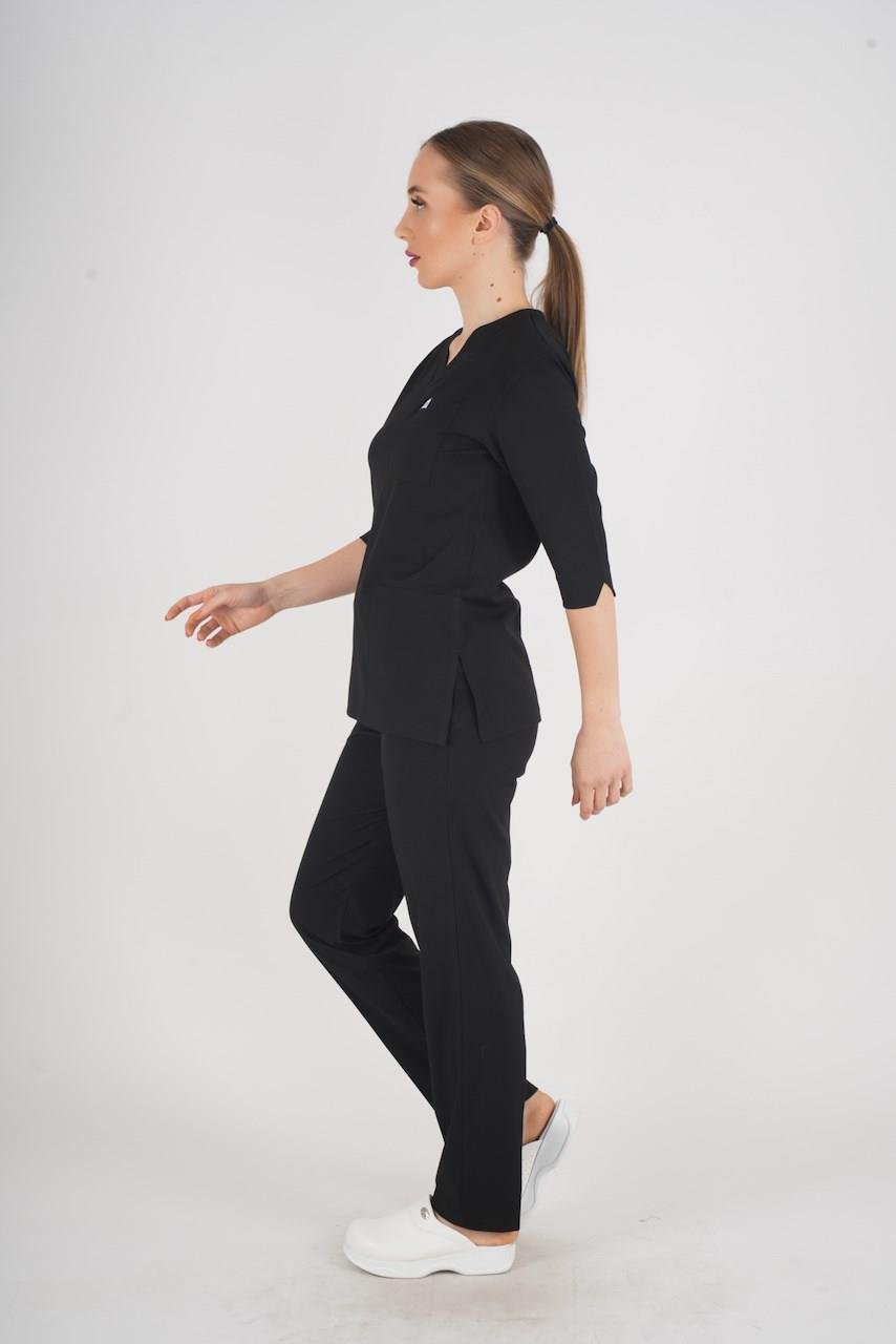 Unisex Siyah Violet Model Scrubs Takım Doktor Hemşire Üniforması-Nur Medikal Giyim