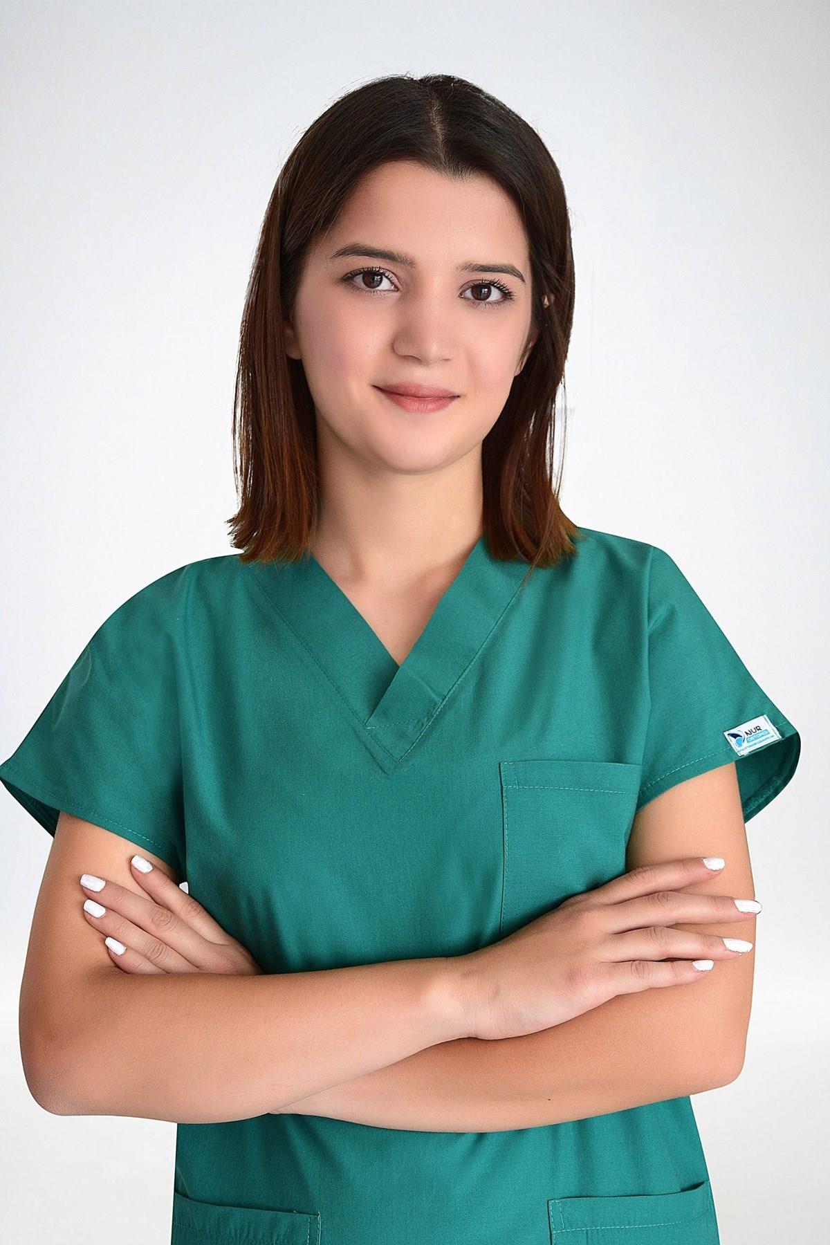 Unisex Terikoton Ameliyat Yeşili Hemşire Üniforma Takımı Scrubs-Nur Medikal Giyim