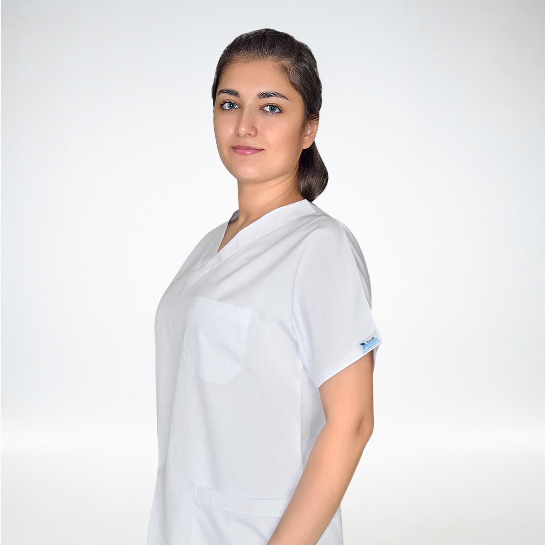 Unisex Terikoton Beyaz Hemşire Üniforma Takımı Doktor Scrubs Set-Nur Medikal Giyim
