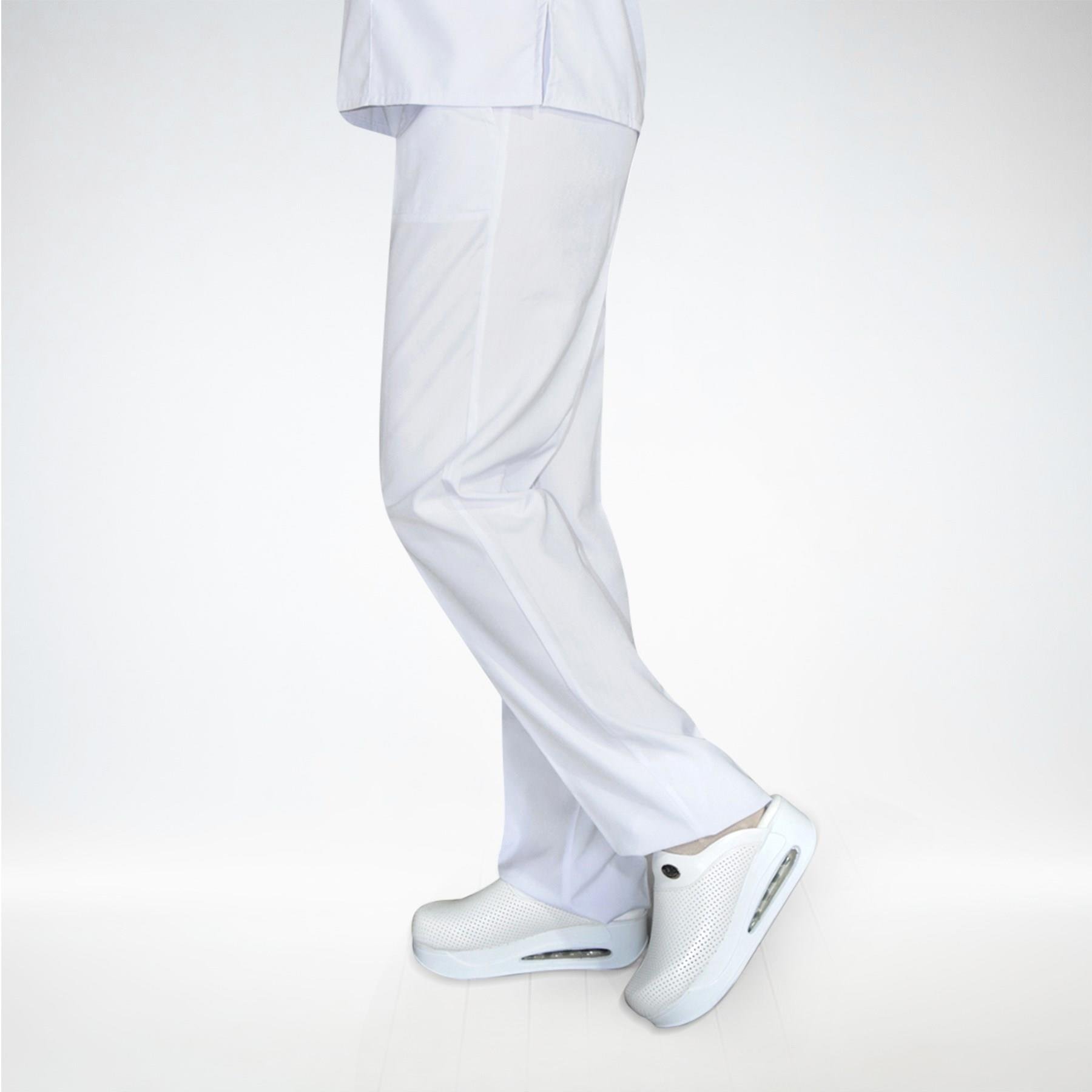 Unisex Terikoton Beyaz Hemşire Üniforma Takımı Doktor Scrubs Set-Nur Medikal Giyim