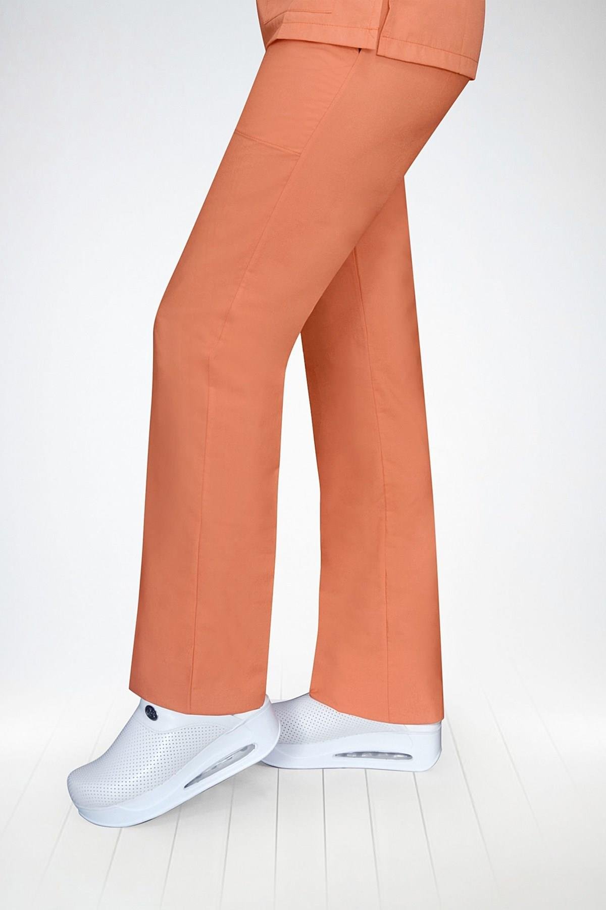 Unisex Turuncu Terikoton Doktor Hemşire Üniforma Takım Scrubs-Nur Medikal Giyim