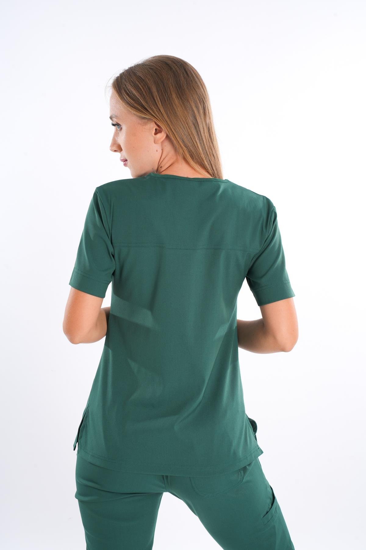 usiness Model Soft Likra Ördek Başı Yeşili Doktor Hemşire Hastane Scrubs Üniforma Takımı-Nur Medikal Giyim