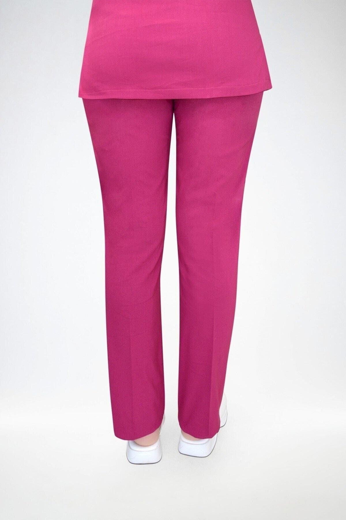 Vişne Pembesi Likralı Pantolon-Nur Medikal Giyim