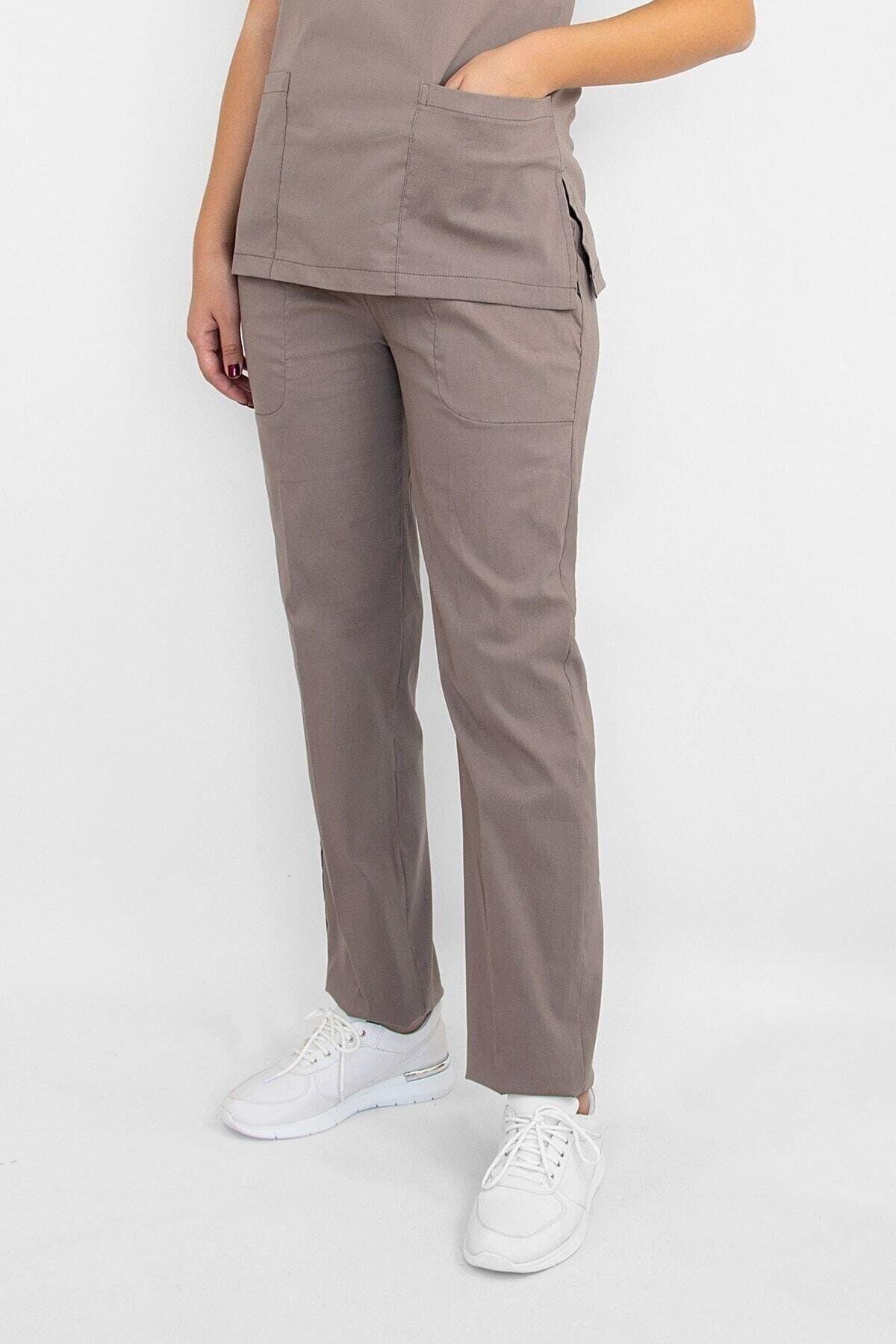 Vizon Rengi Likralı Pantolon-Nur Medikal Giyim