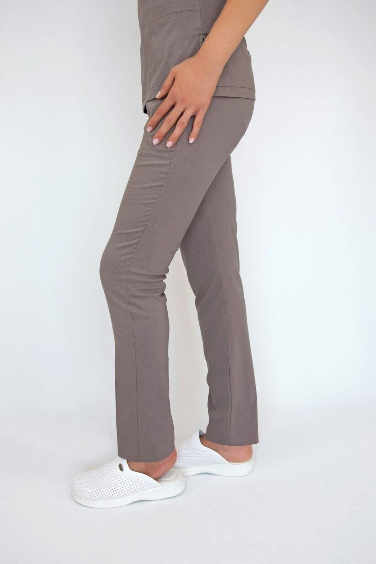 Vizon Rengi Likralı Pantolon-Nur Medikal Giyim