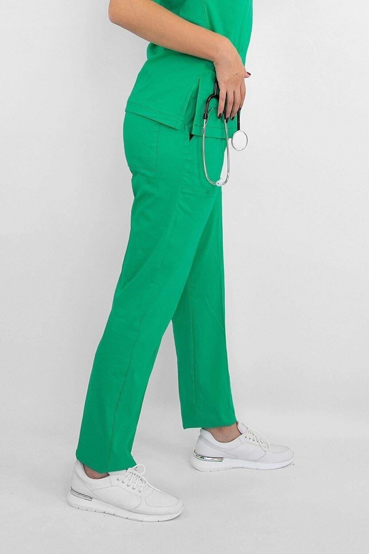 Yaprak Yeşili Likralı Pantolon-Nur Medikal Giyim