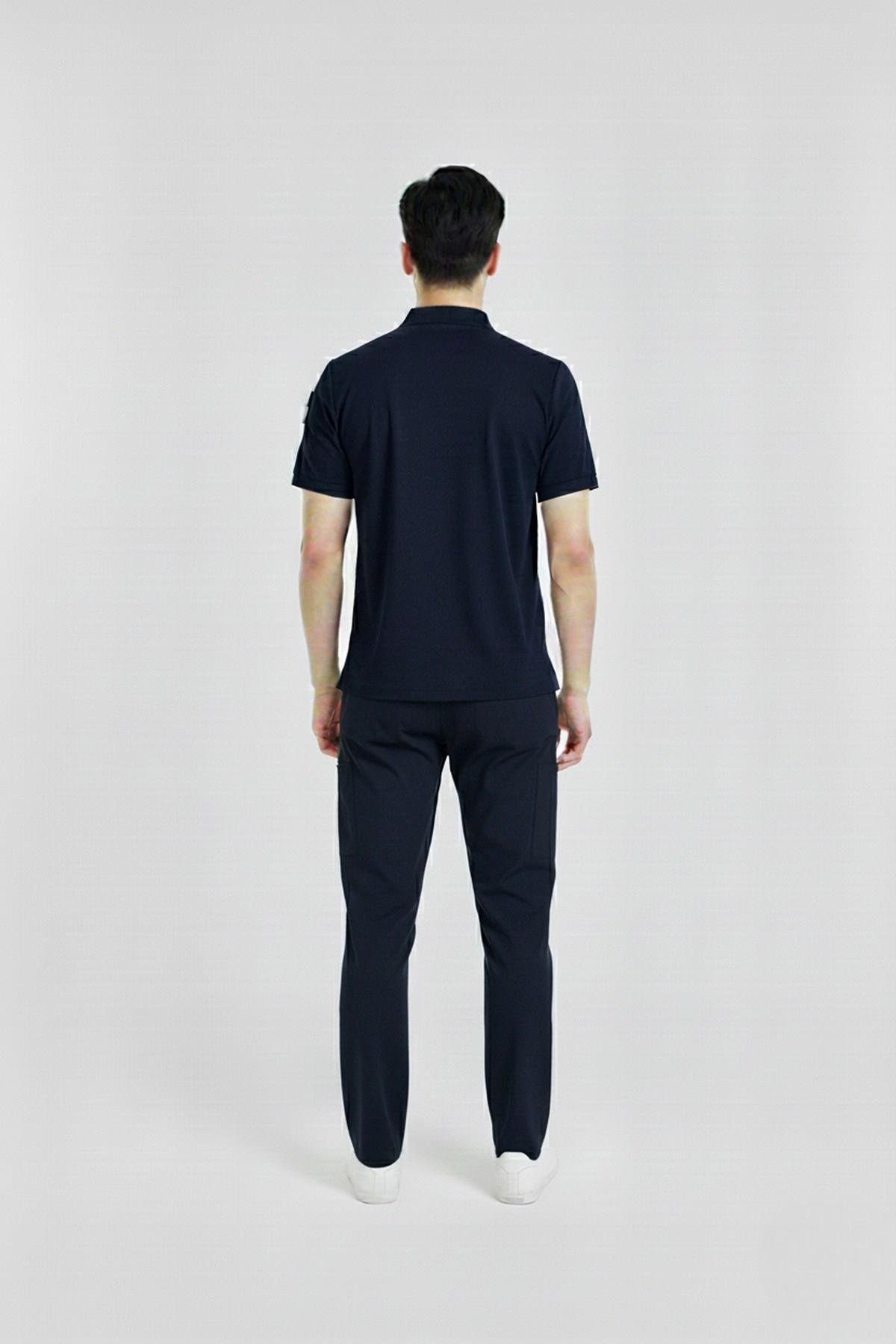 Zulu Model Lacivert Polo Yaka Likralı Erkek Doktor Hemşire Scrubs Üniforma Takımı-Nur Medikal Giyim