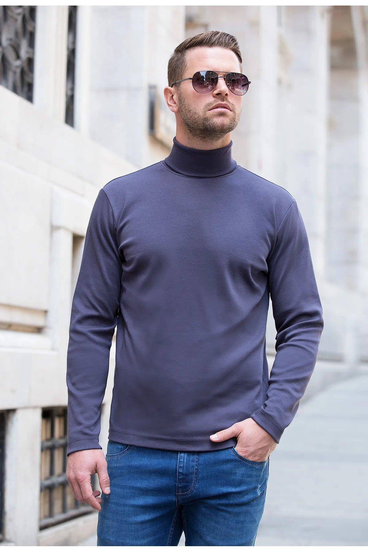 Balıkçı Yaka Penye İnterlok Regular Fit Sweatshirt
