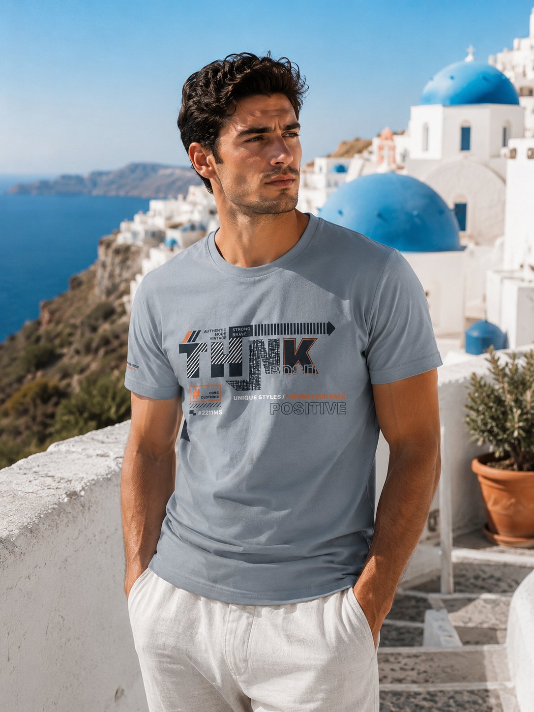 Erkek Baskılı Pamuk T-shirt