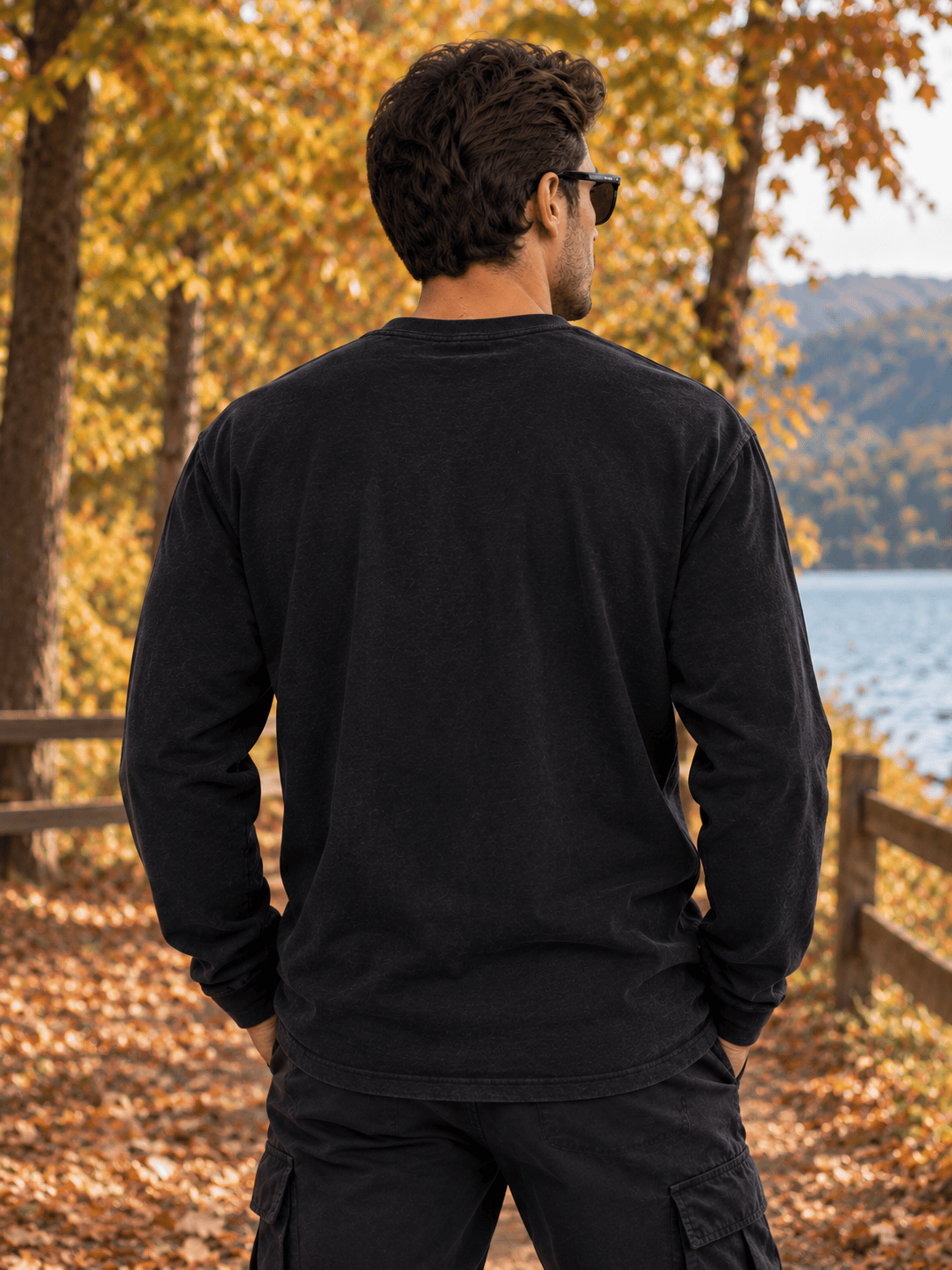 Erkek Bisiklet Yaka Basic Baskılı Sweatshirt