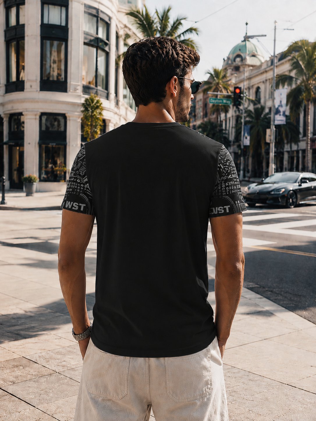 Erkek Desenli Bisiklet Yaka Basic Spor T-shirt