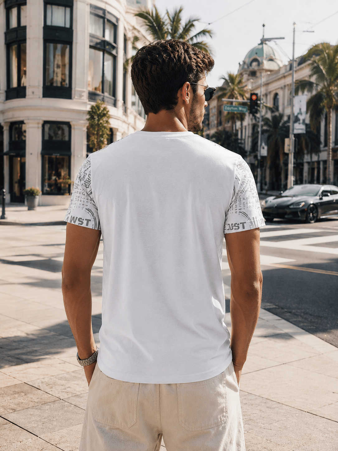 Erkek Desenli Bisiklet Yaka Basic Spor T-shirt