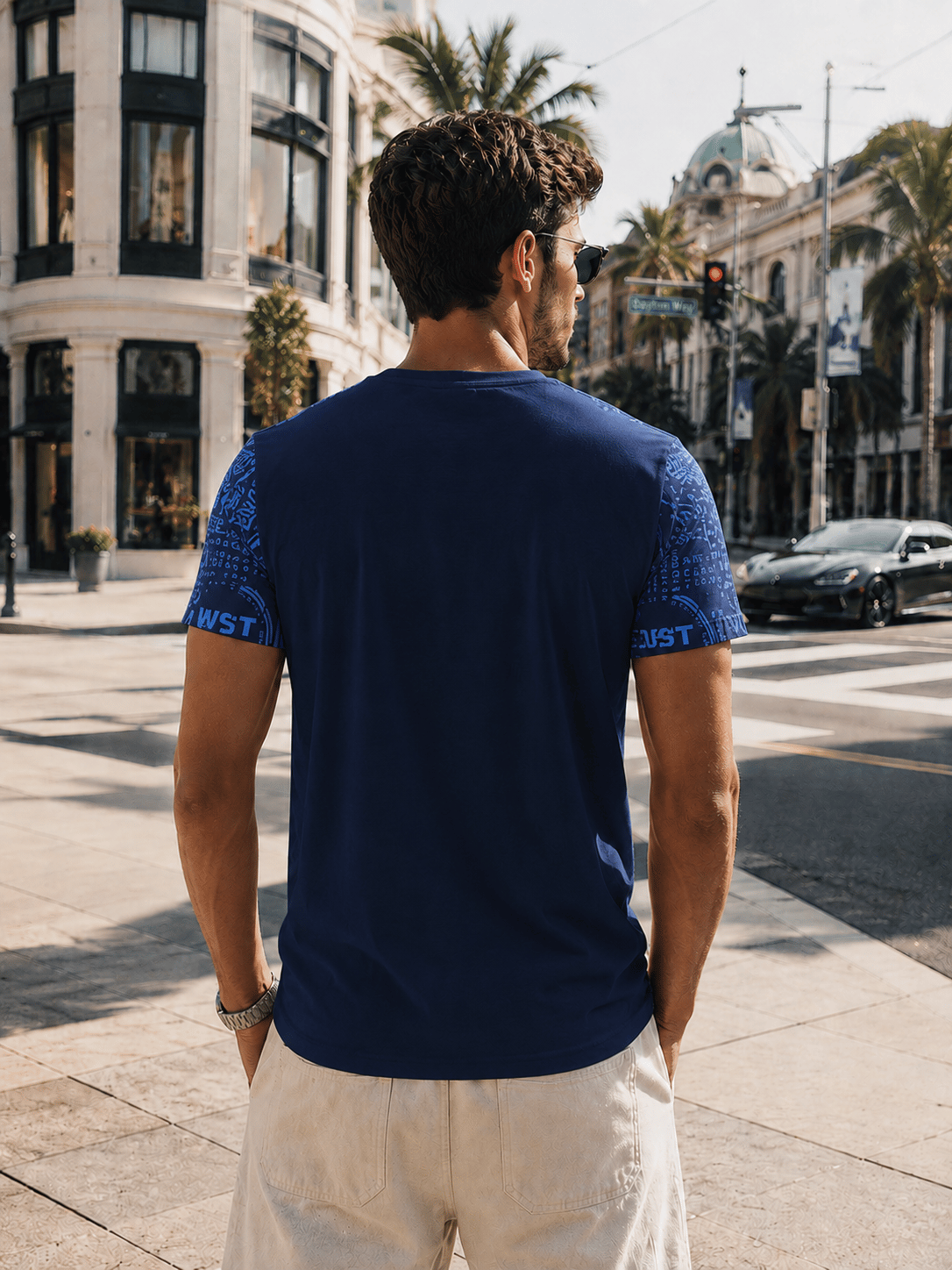 Erkek Desenli Bisiklet Yaka Basic Spor T-shirt