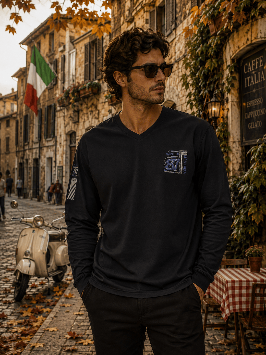 Erkek V yaka Sweatshirt %100 Pamuk