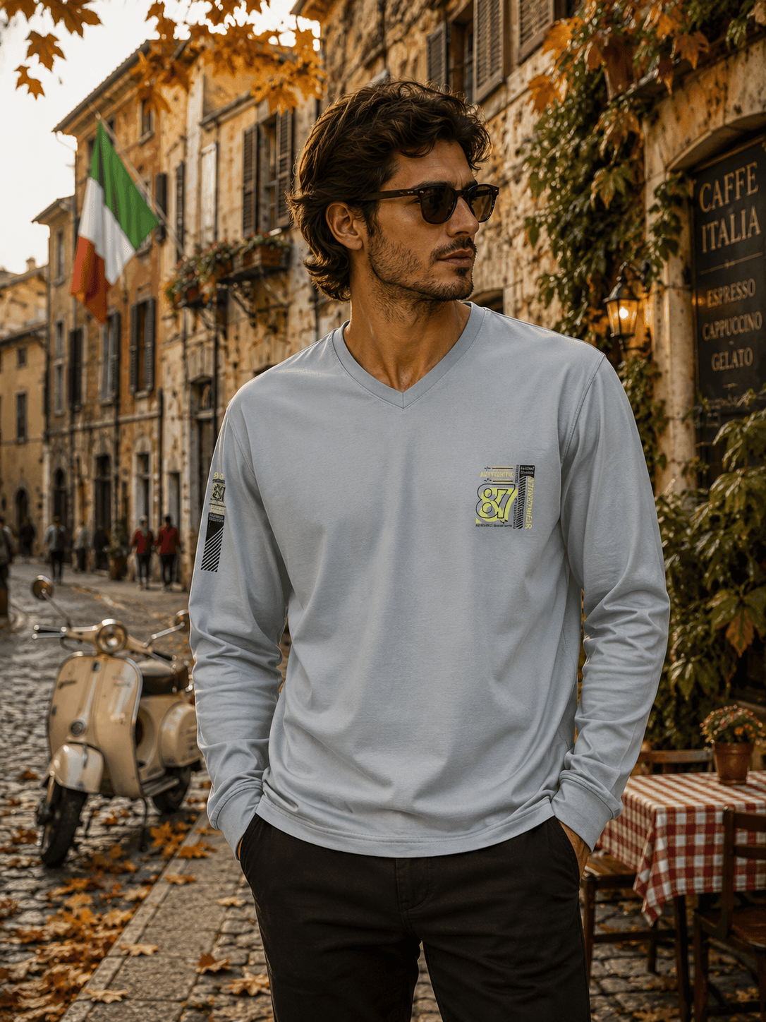 Erkek V yaka Sweatshirt %100 Pamuk
