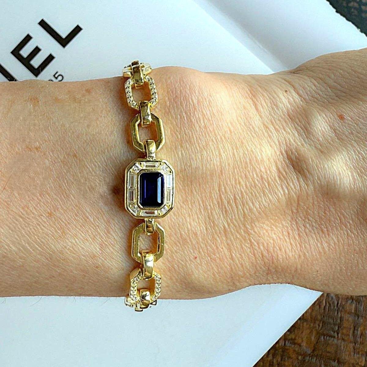 LACİVERT BAGET TAŞLI  GOLD BİLEKLİK