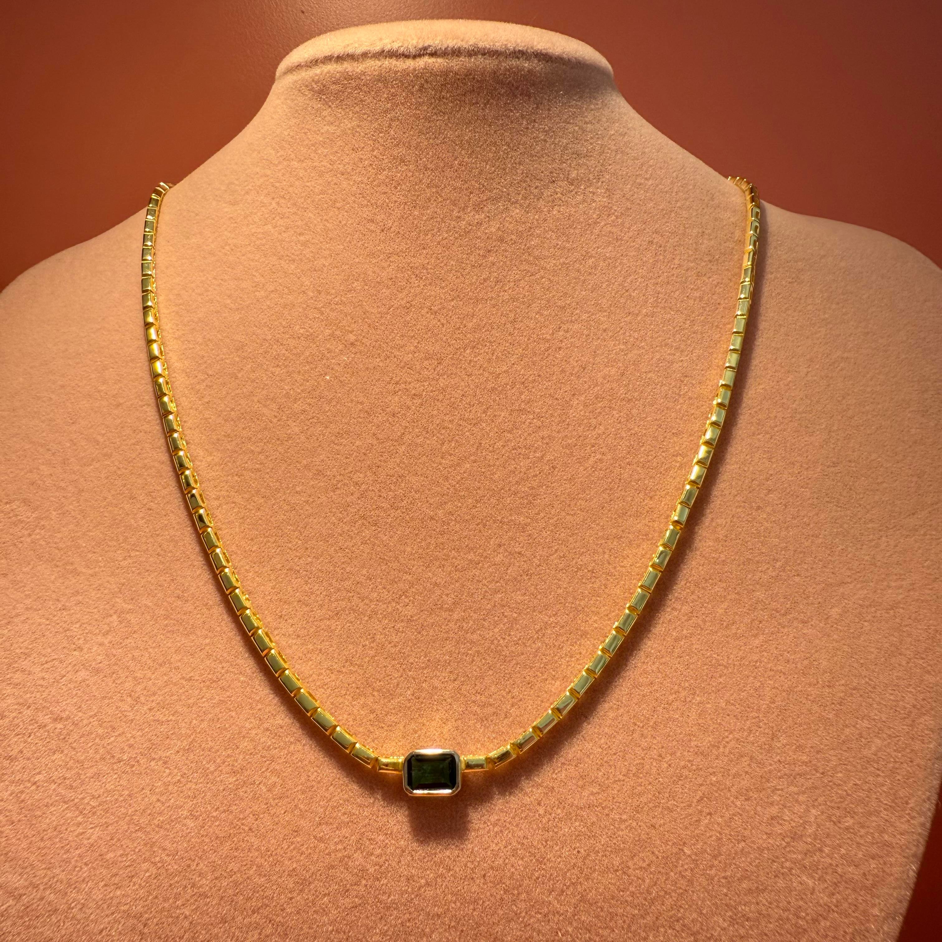 NAPOLİ YEŞİL BAGET GOLD KOLYE