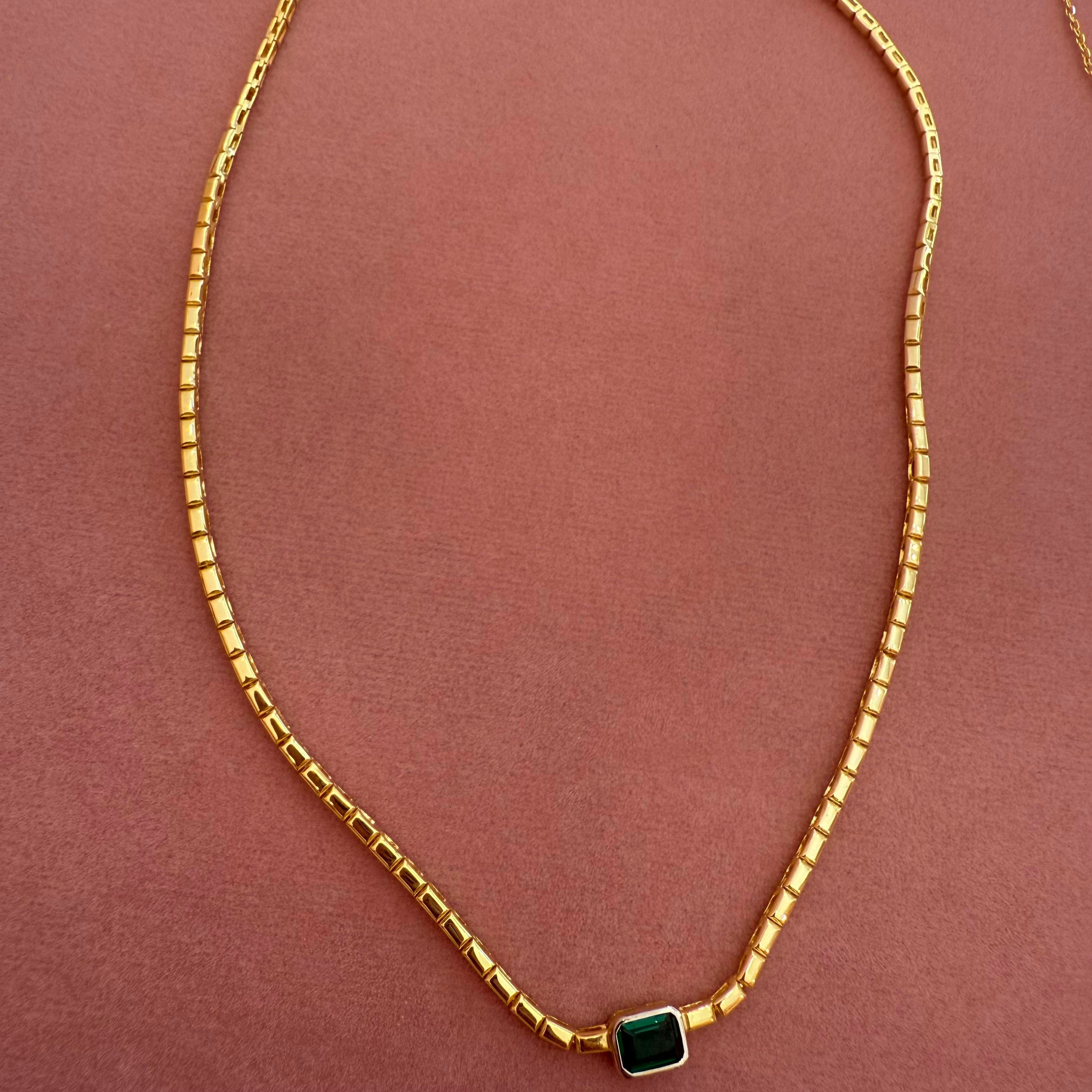 NAPOLİ YEŞİL BAGET GOLD KOLYE