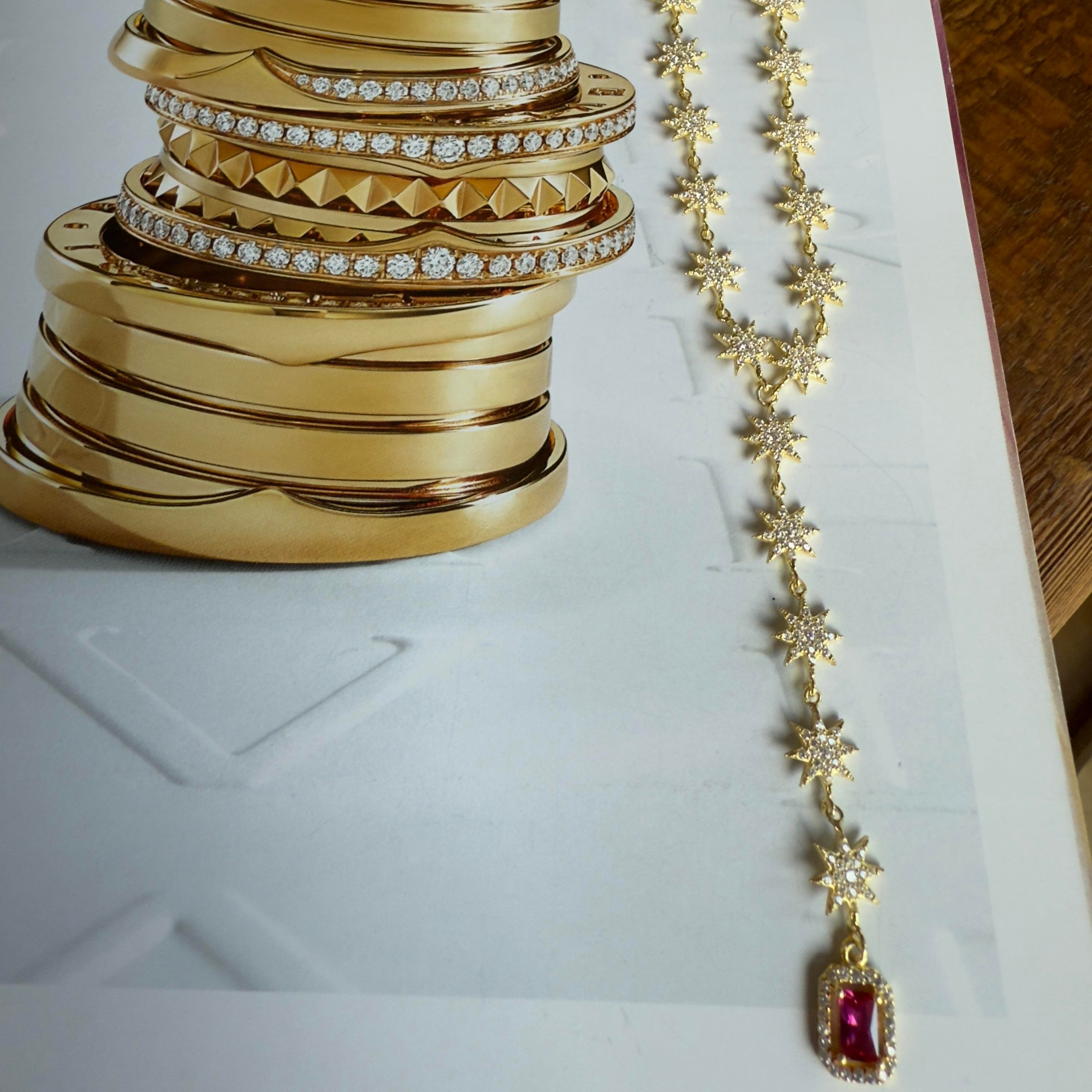 PEMBE TAŞLI Y GOLD KOLYE