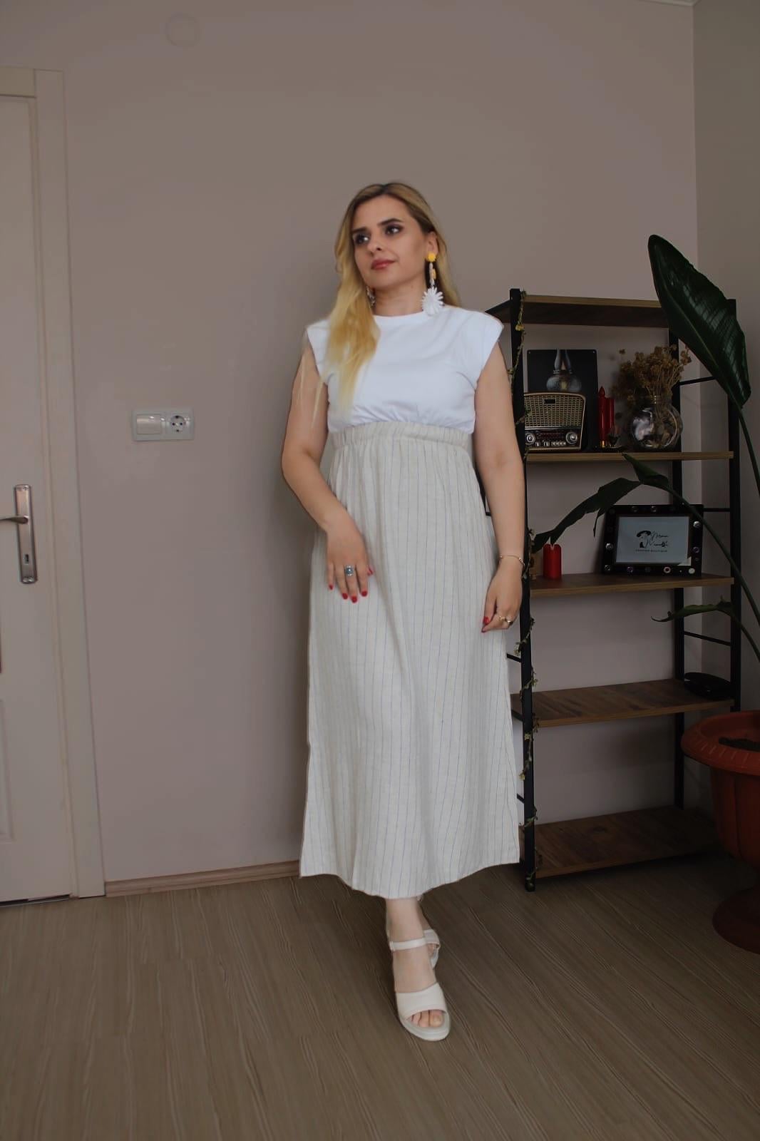 KETEN UZUN ELBİSE