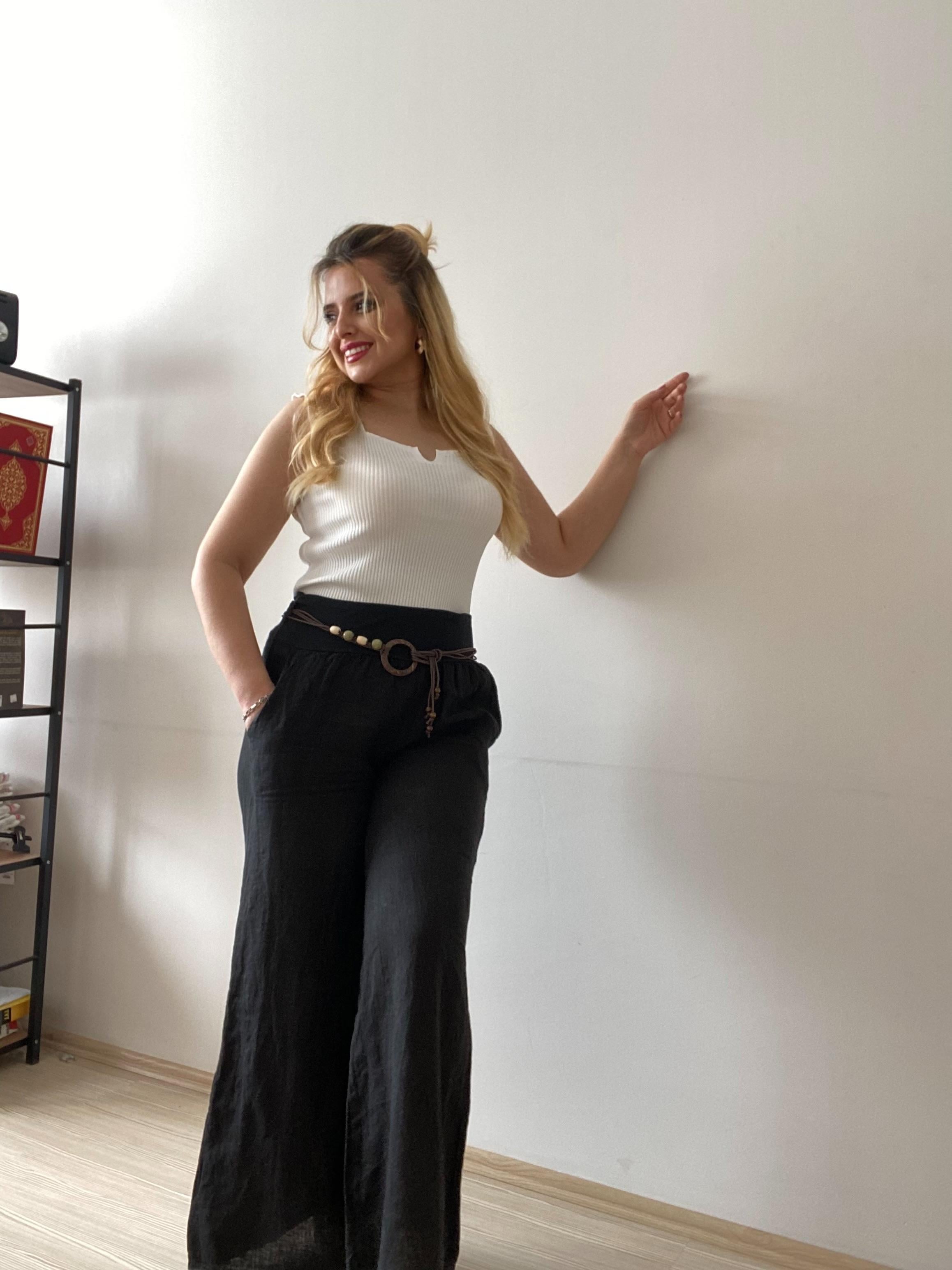 SİYAH KETEN PANTOLON