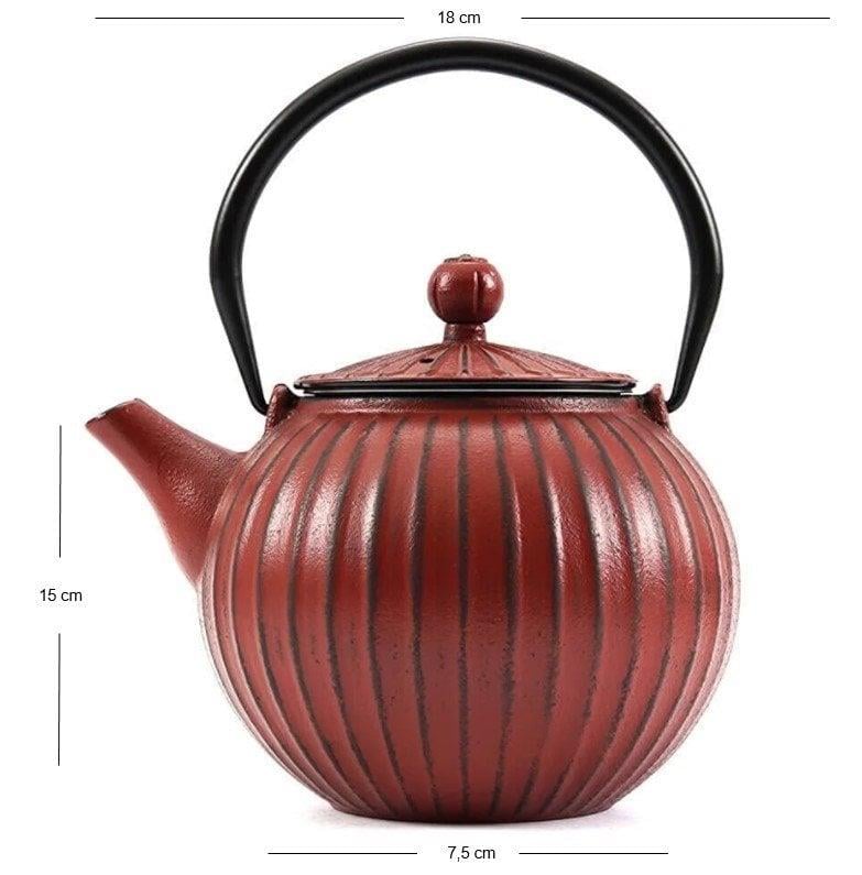 BA3083 Cast Iron Teapot Red 1200 ml