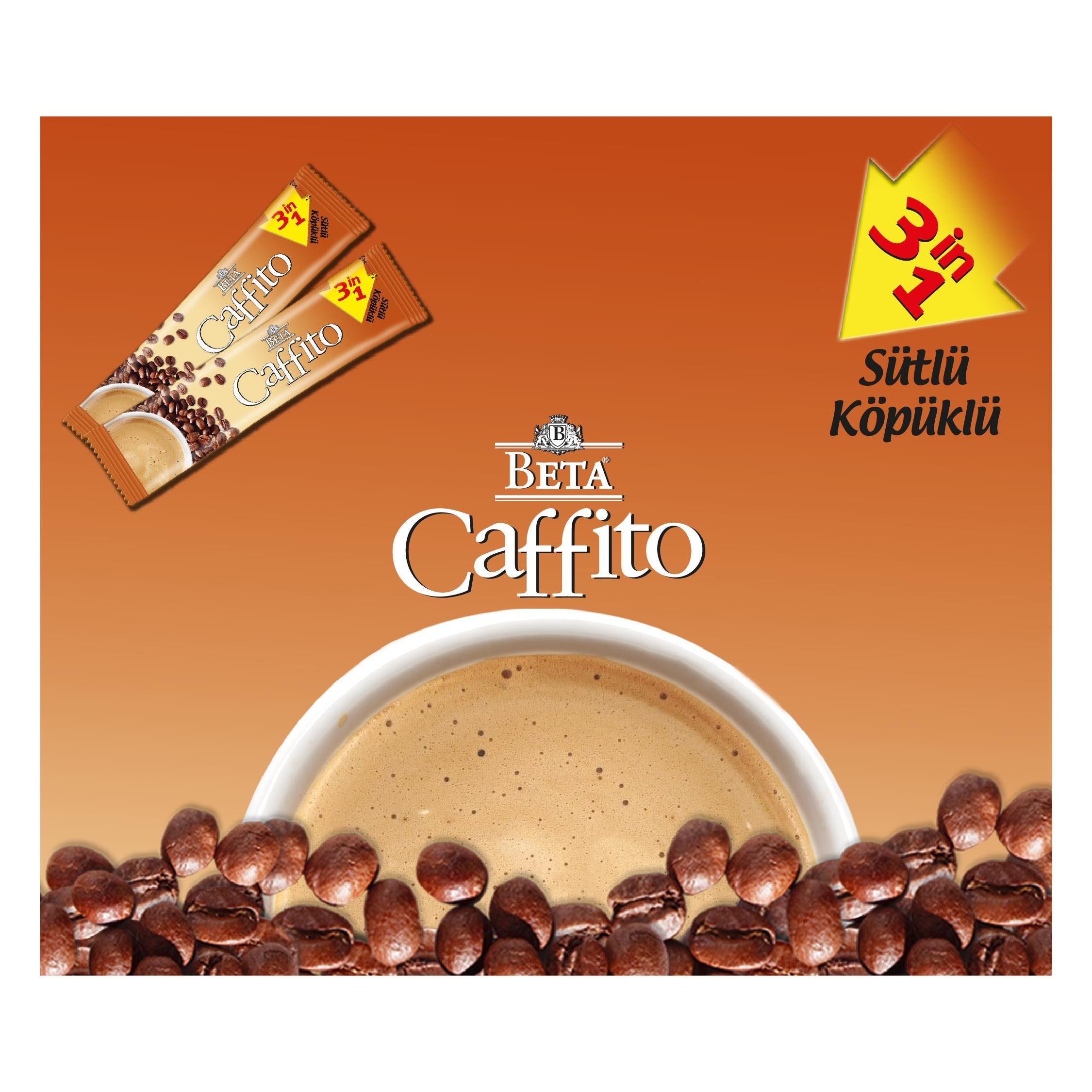 Beta Caffıto 3 In 1 Hazır Kahve Bol Sütlü ve Köpüklü Kutulu 40*18 Gr