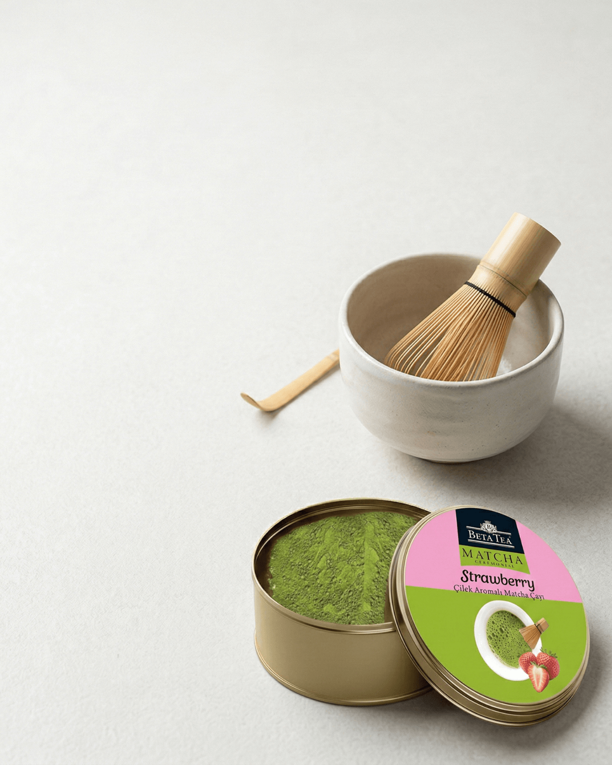 Beta Ceremonial Çilek Aromalı Matcha Yeşil Çay 25 g - Metal Ambalaj 