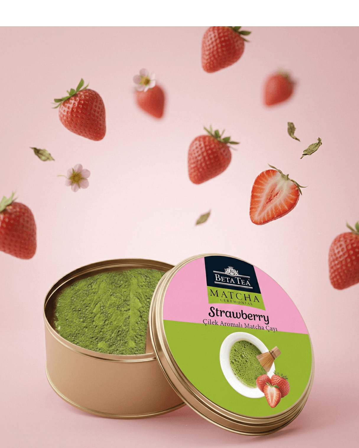 Beta Ceremonial Çilek Aromalı Matcha Yeşil Çay 25 g - Metal Ambalaj 