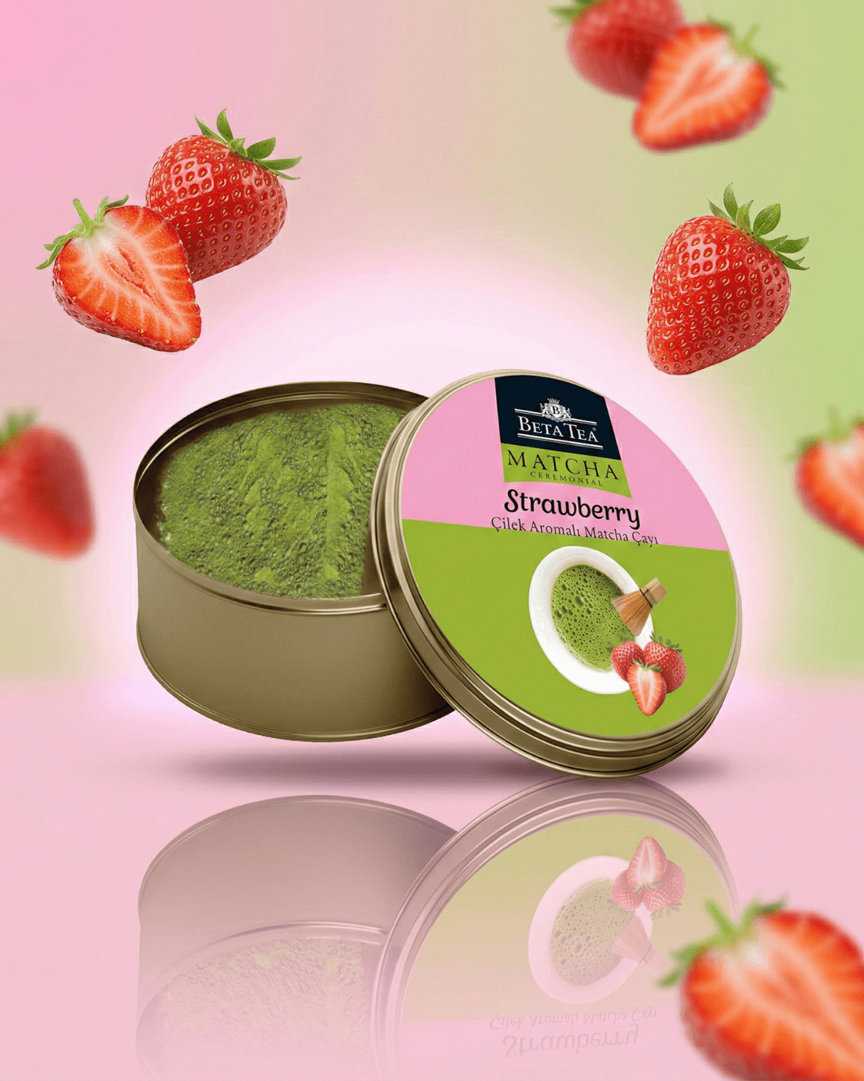 Beta Ceremonial Çilek Aromalı Matcha Yeşil Çay 25 g - Metal Ambalaj 