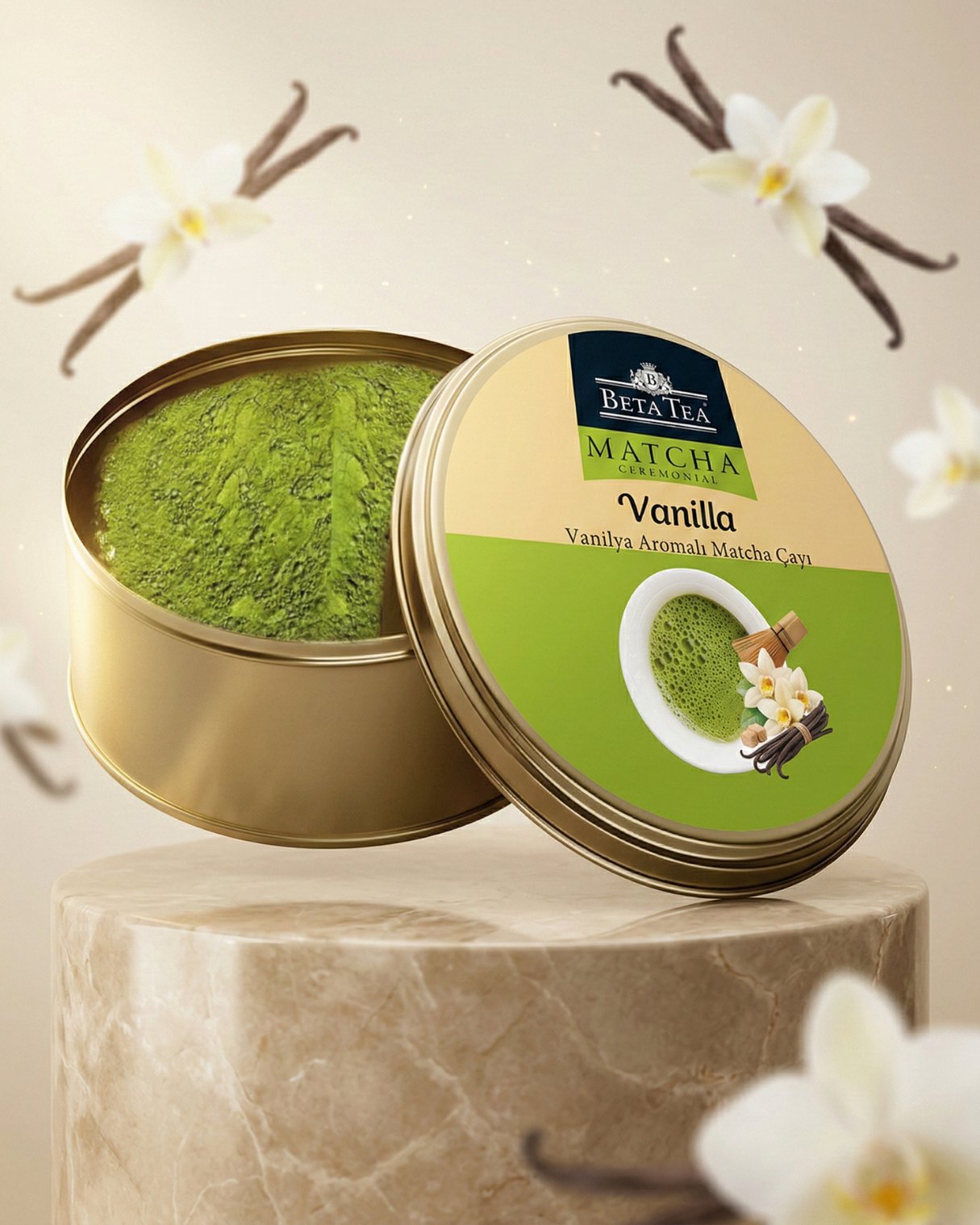 Beta Ceremonial Vanilya Aromalı Matcha Yeşil Çay 25 g - Metal Ambalaj 
