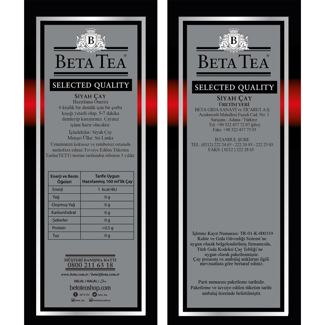 Beta Selected Quality 500 GR (Seylan Çayı - Ceylon Tea)