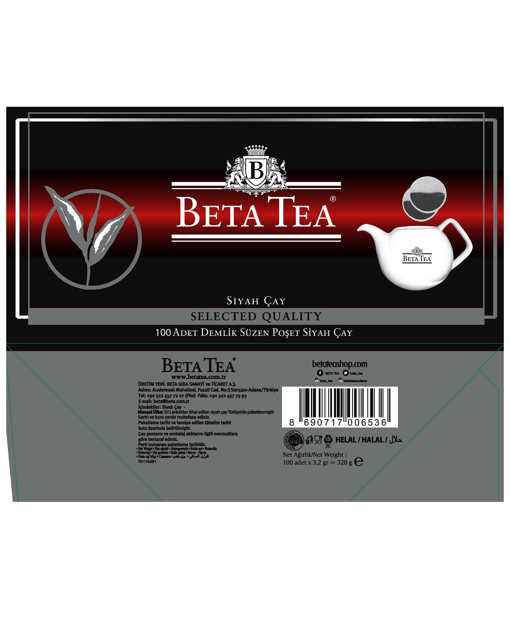 Beta Selected Quality Demlik Poşet 100 Adet (Seylan Çayı - Ceylon Tea)