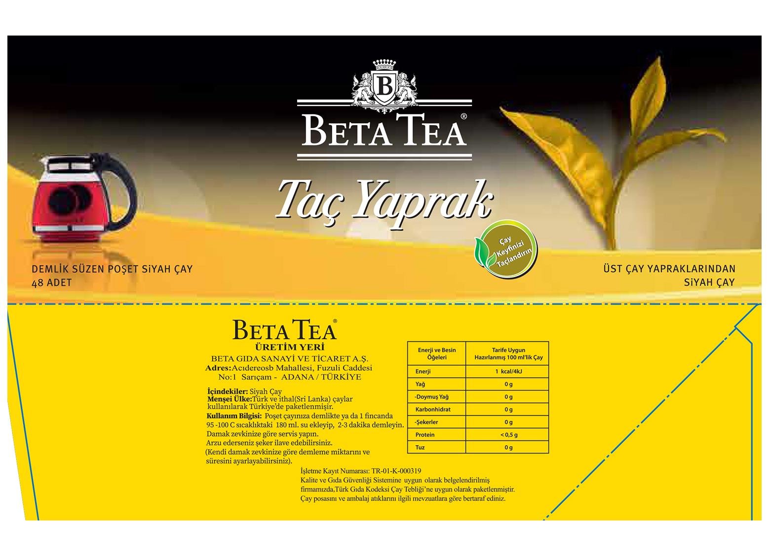 Beta Taç Yaprak Demlik Poşet Çay 48 Adet